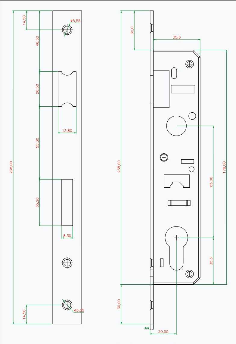 MORTISE LOCK BODY 20*85 MM