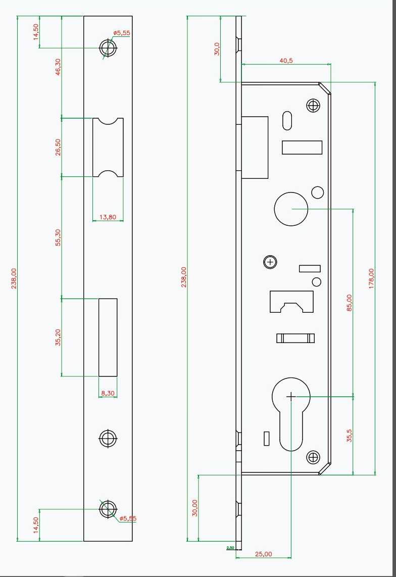 MORTISE LOCK BODY 25*85MM