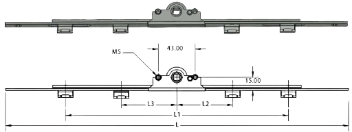 Sliding Transmission Gear Rod Espage backset 15 mm 