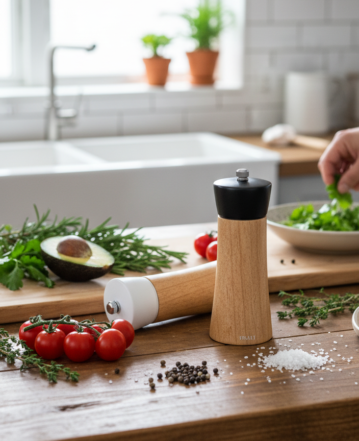 Wooden Salt and Pepper Grinder Set