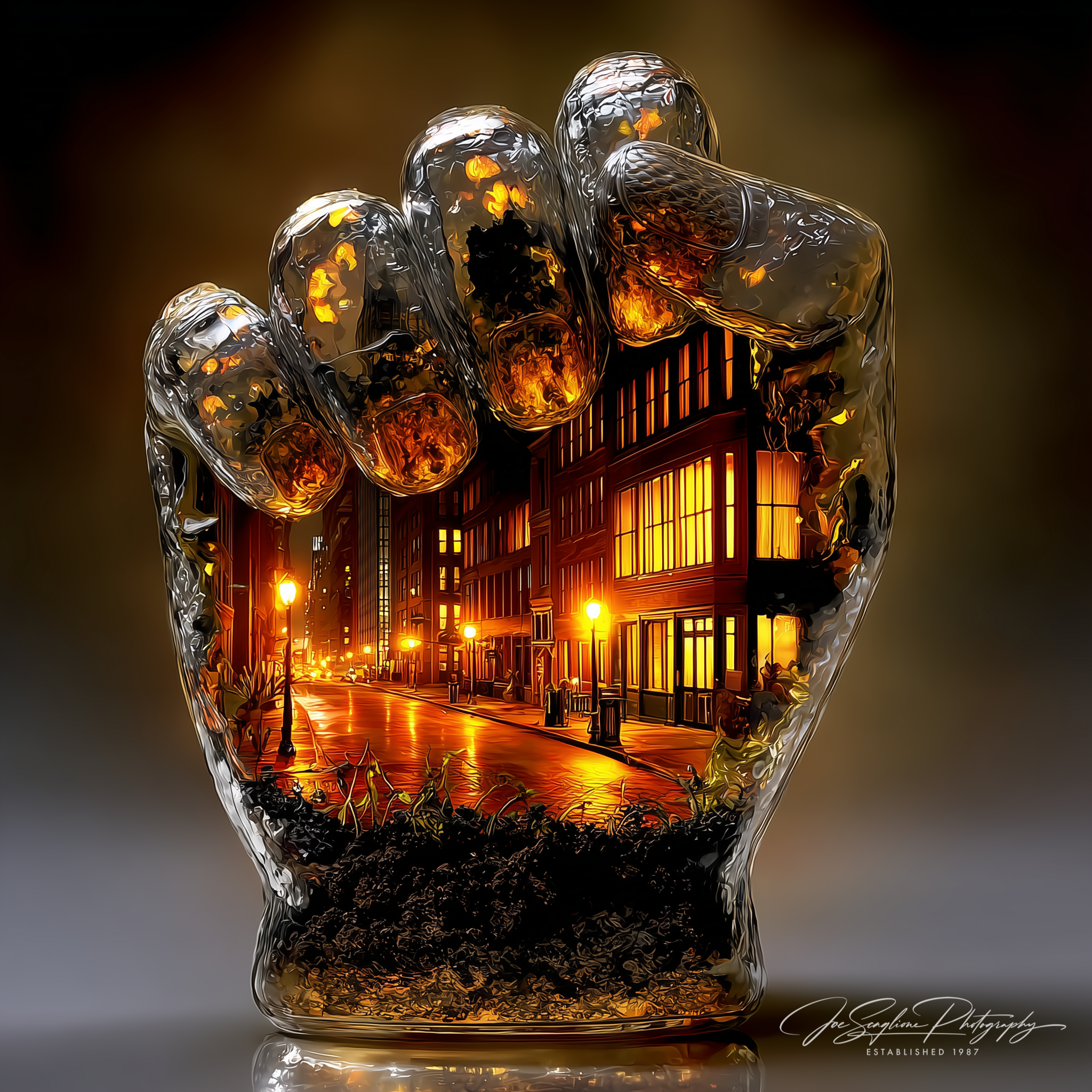 Urban Fist Glass Sculpture