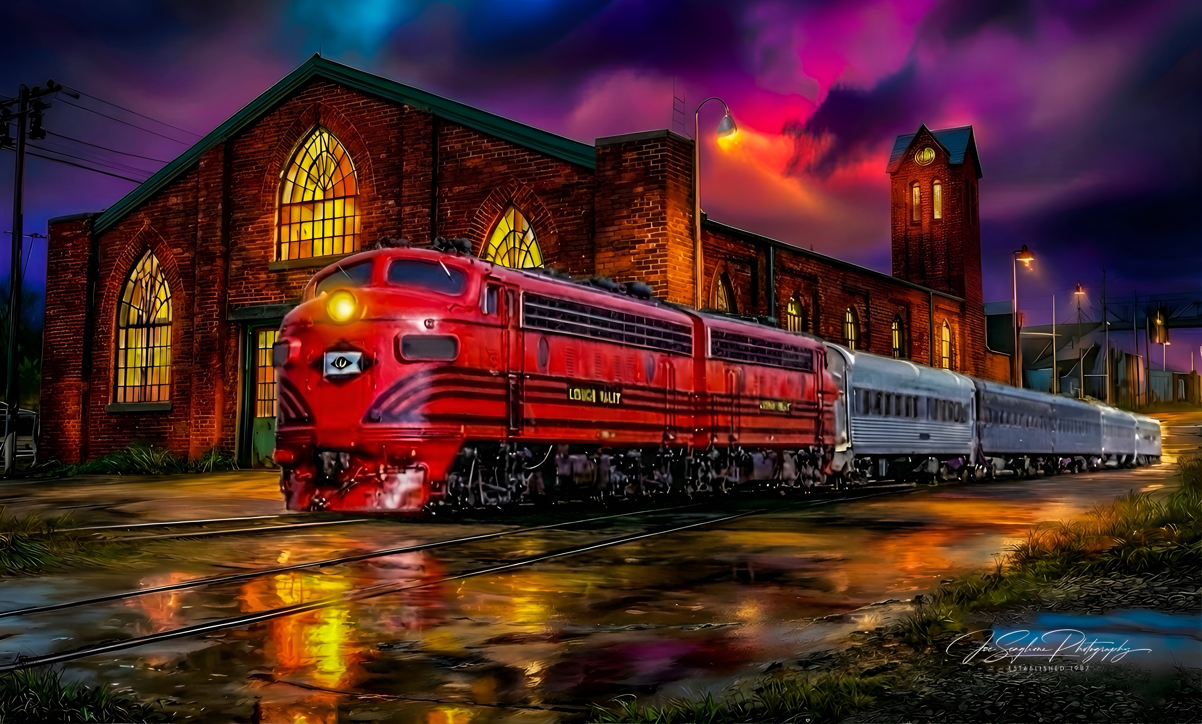 Vintage Red Locomotive Art Print