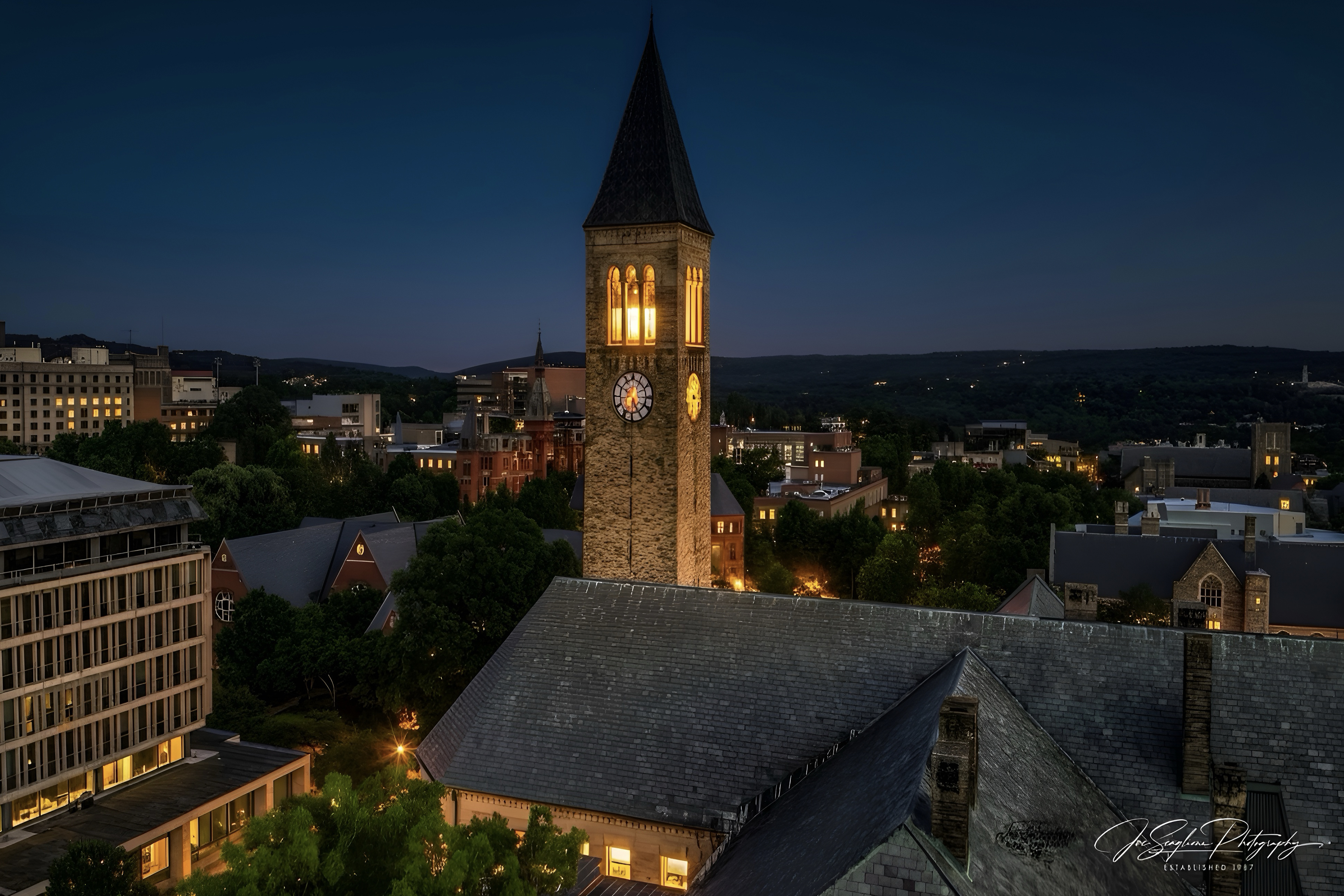 Cornell University McGraw Tower Nightscape Print.  24x12 print