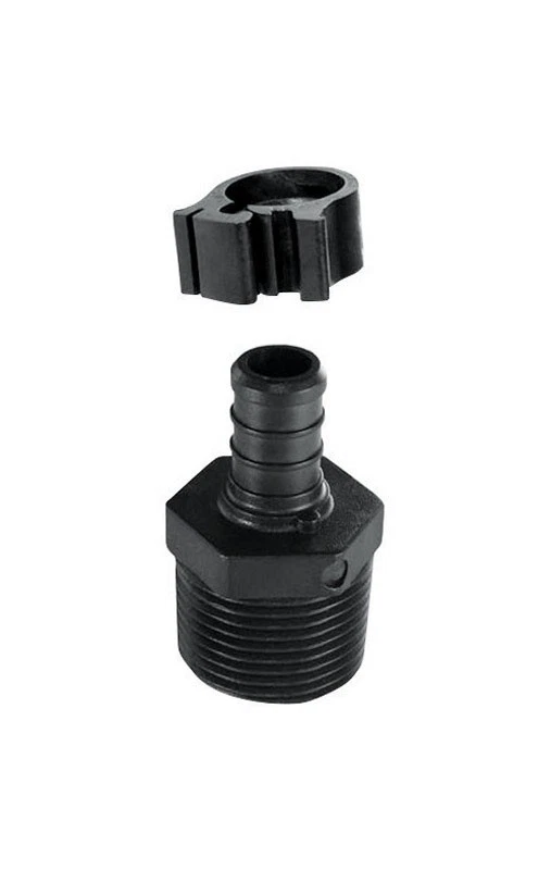 5 Adaptadores plástico para PEX & PERT X M NPT, ½" X ½" MPT con Abazadera