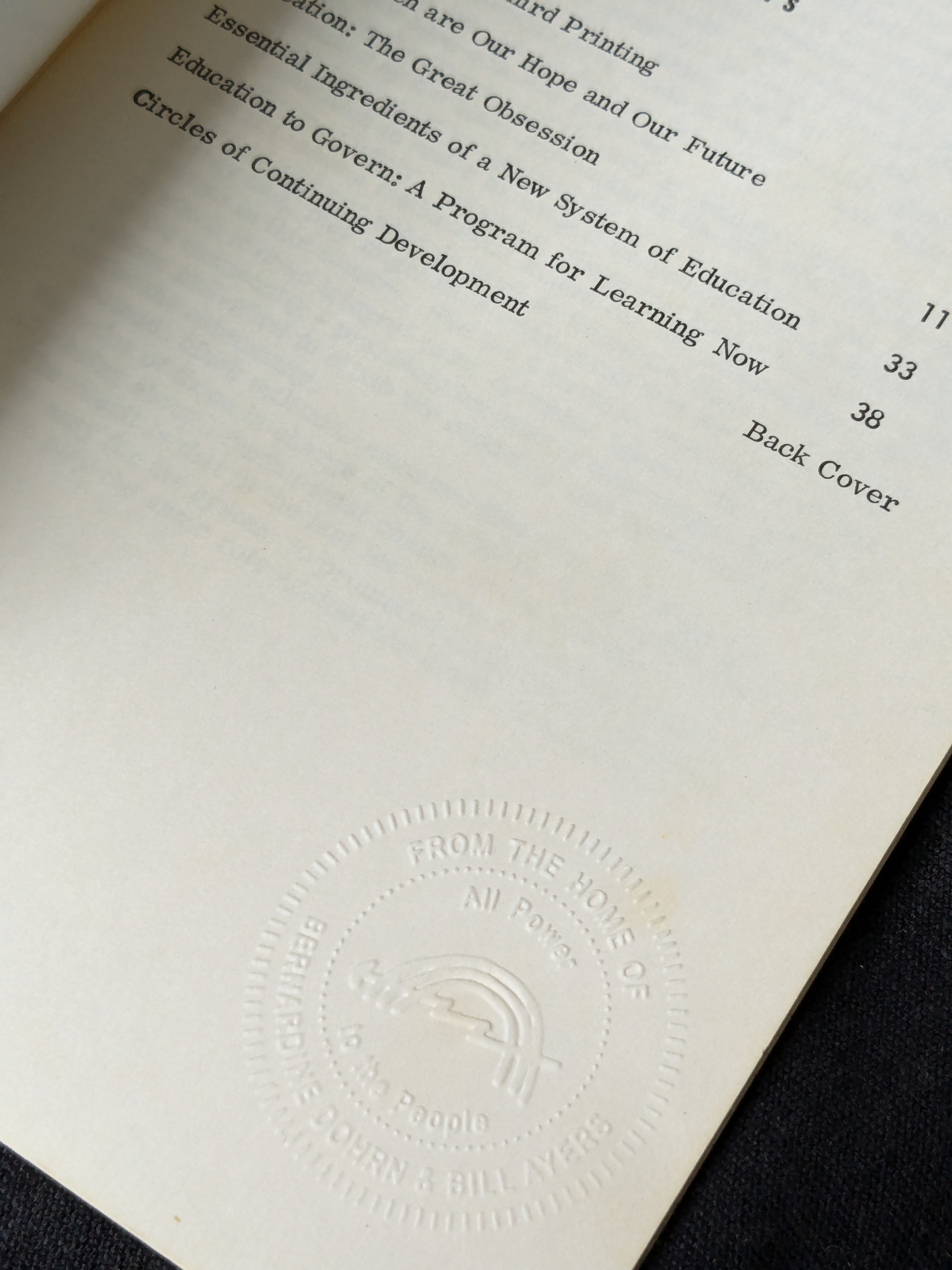 Education to Govern: A Philosophy and Program for Learning Now! (1970)