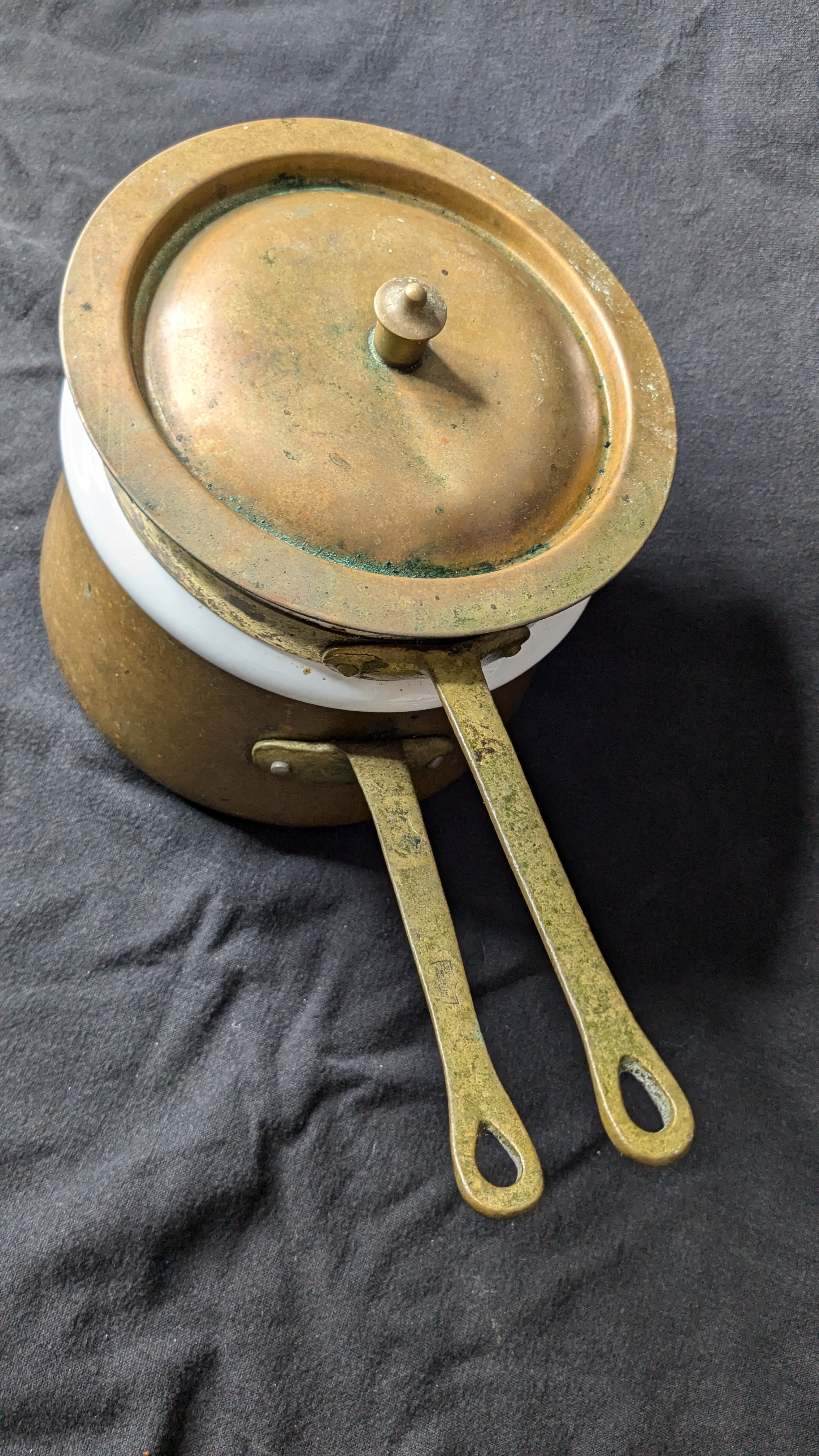 Original Vintage Brass Double Boiler with Ceramic Insert from Bill Ayers’ Personal Collection