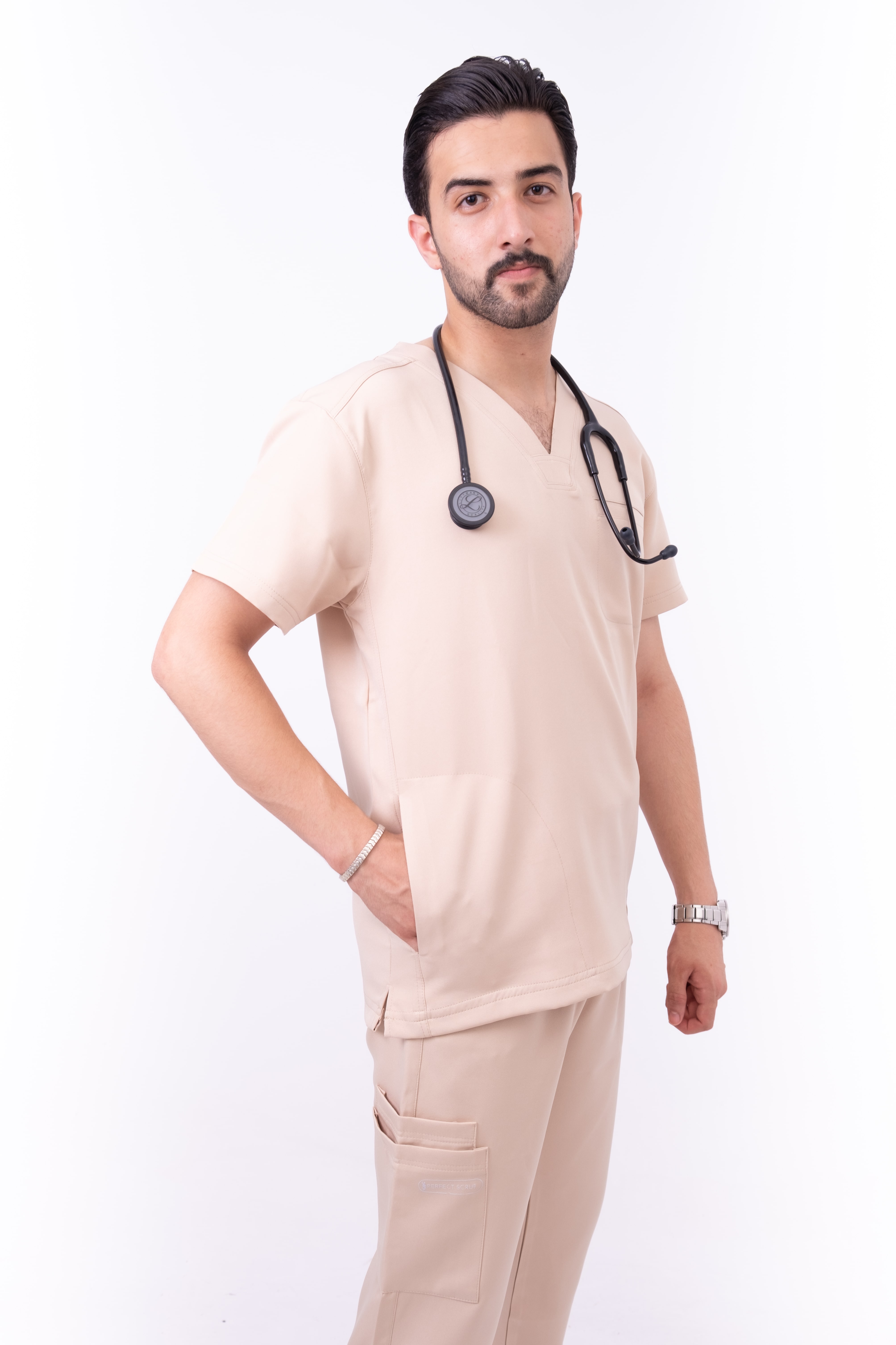 Men’s Beige Medical Scrub Set