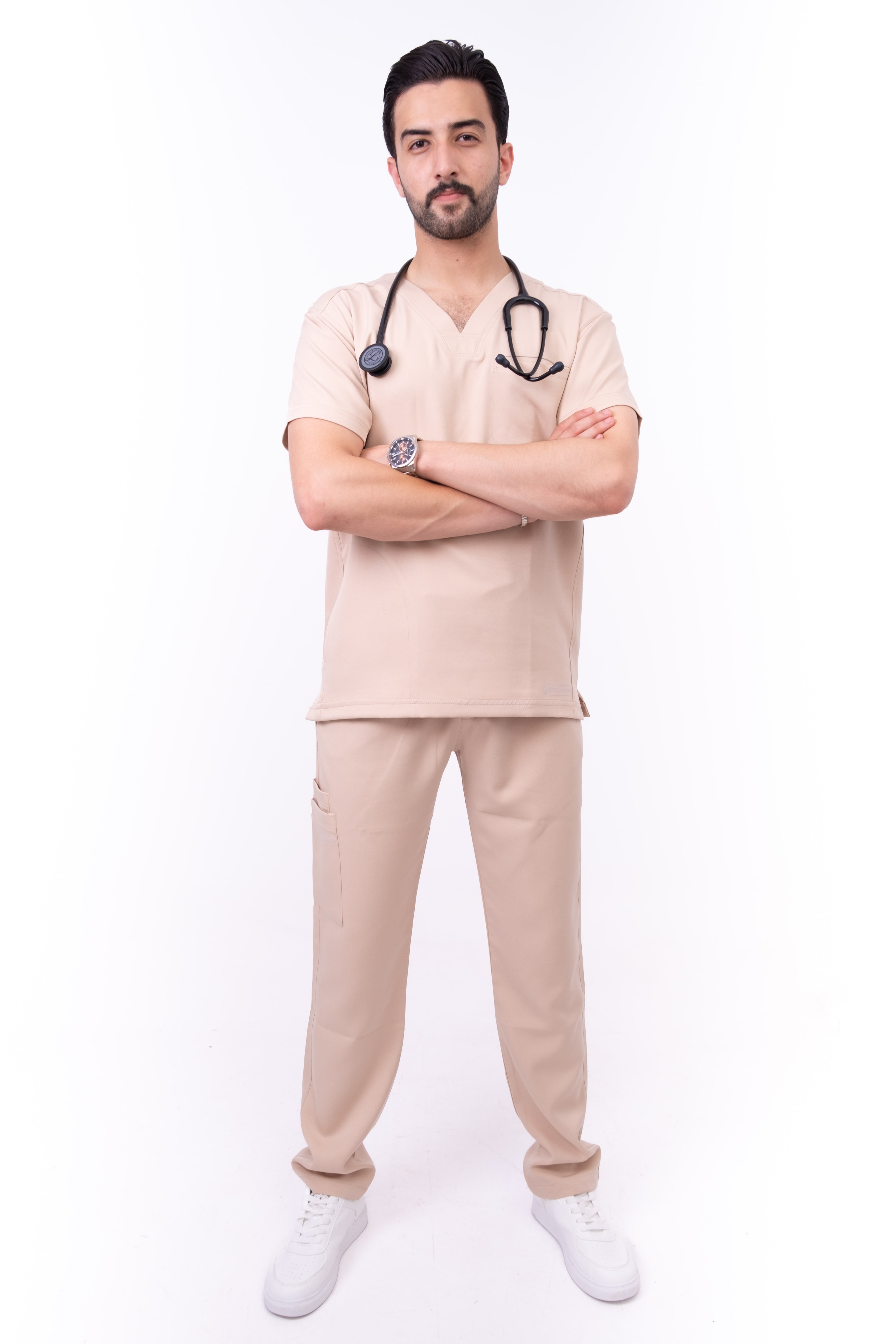 Men’s Beige Medical Scrub Set