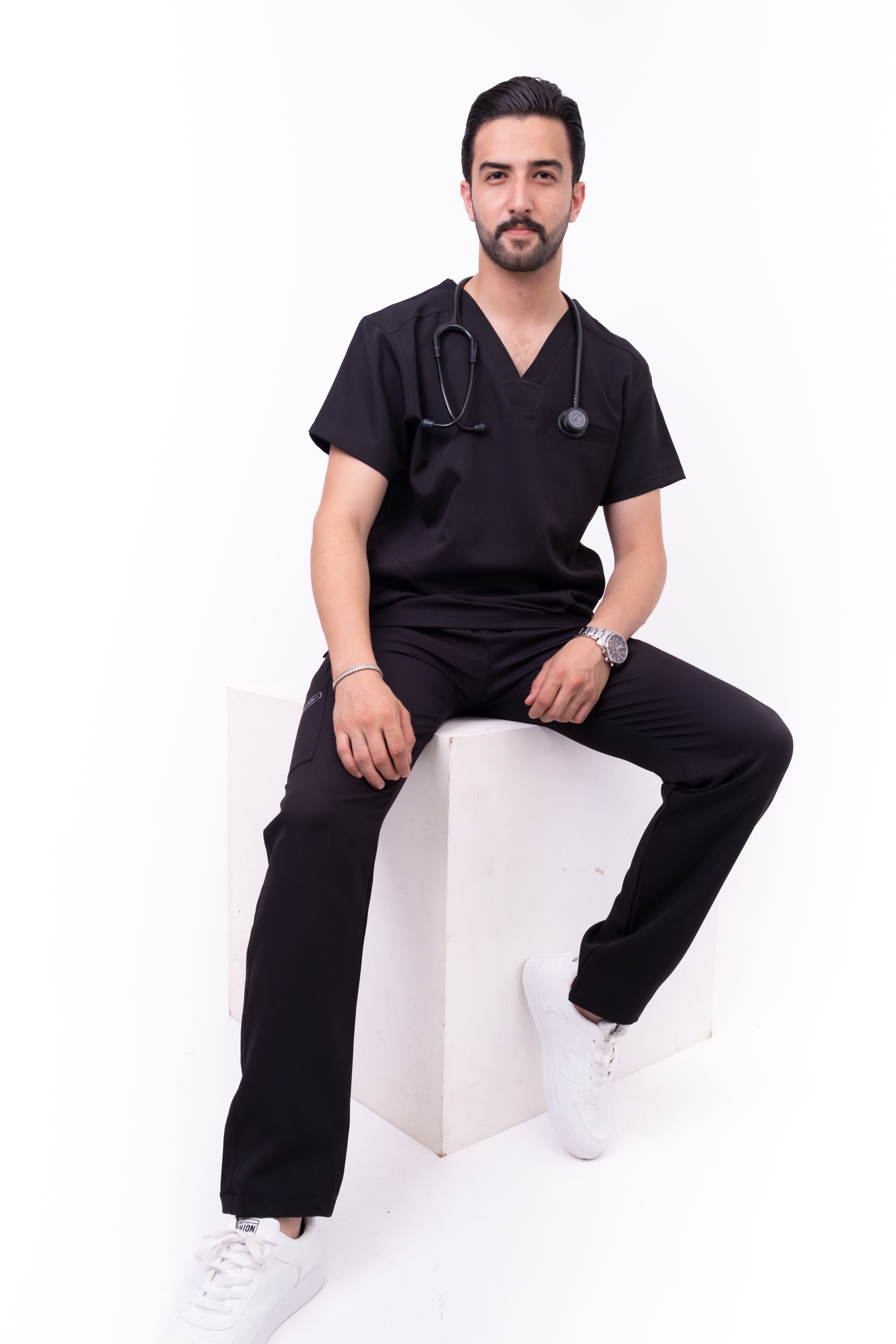 Men’s Black Medical Scrub Set