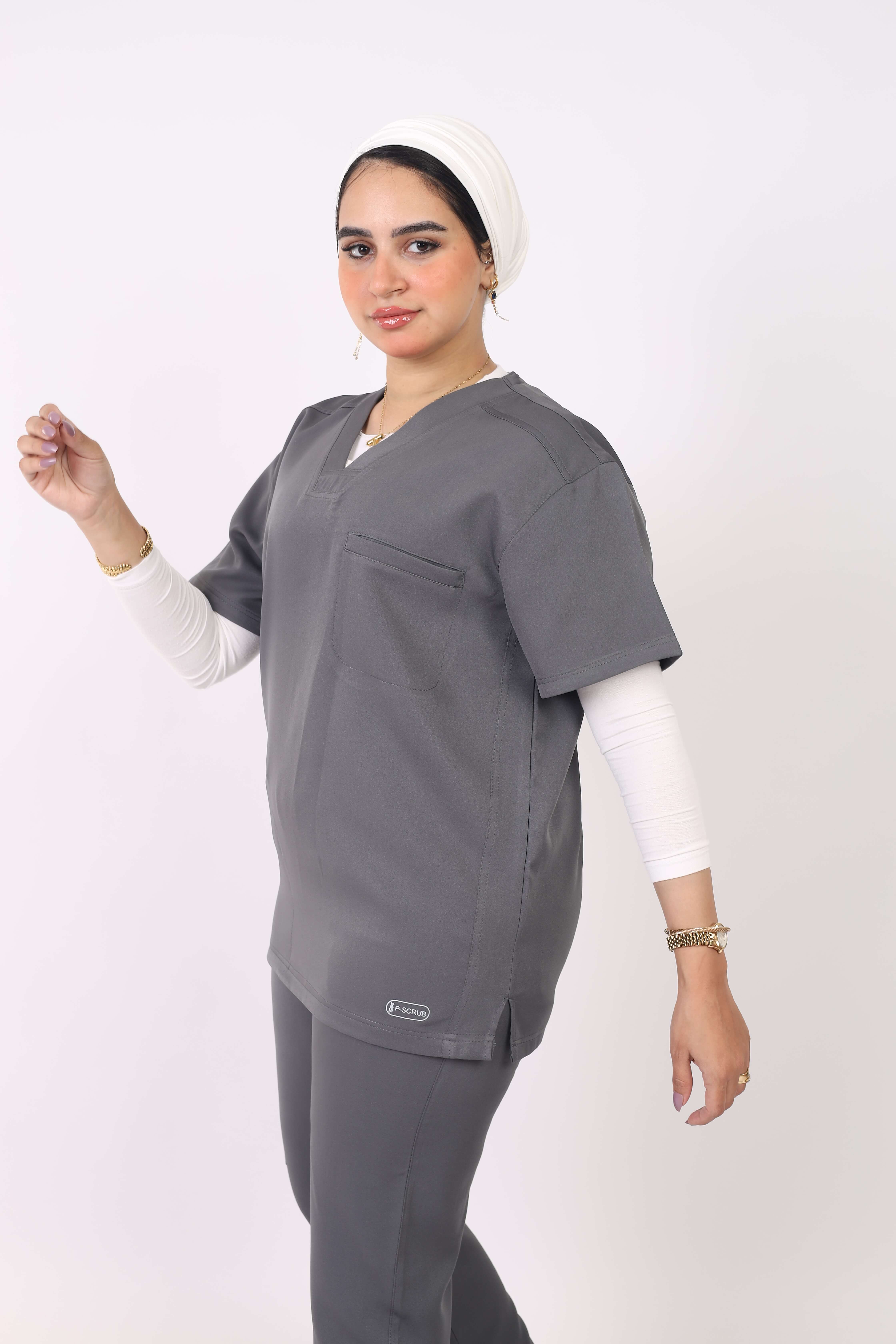 Women’s Classic Fit Scrub Set – Charcoal Gray