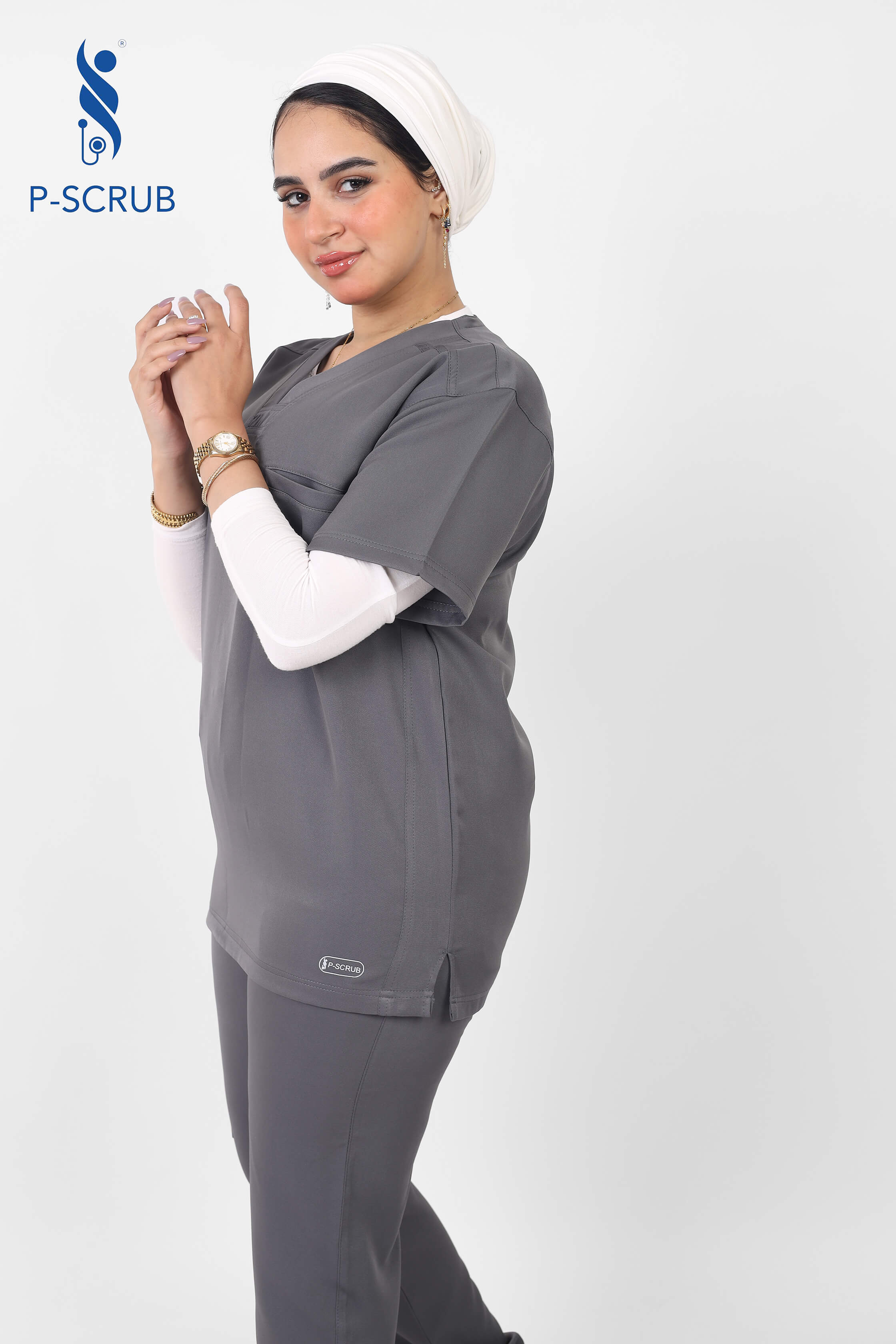 Women’s Classic Fit Scrub Set – Charcoal Gray
