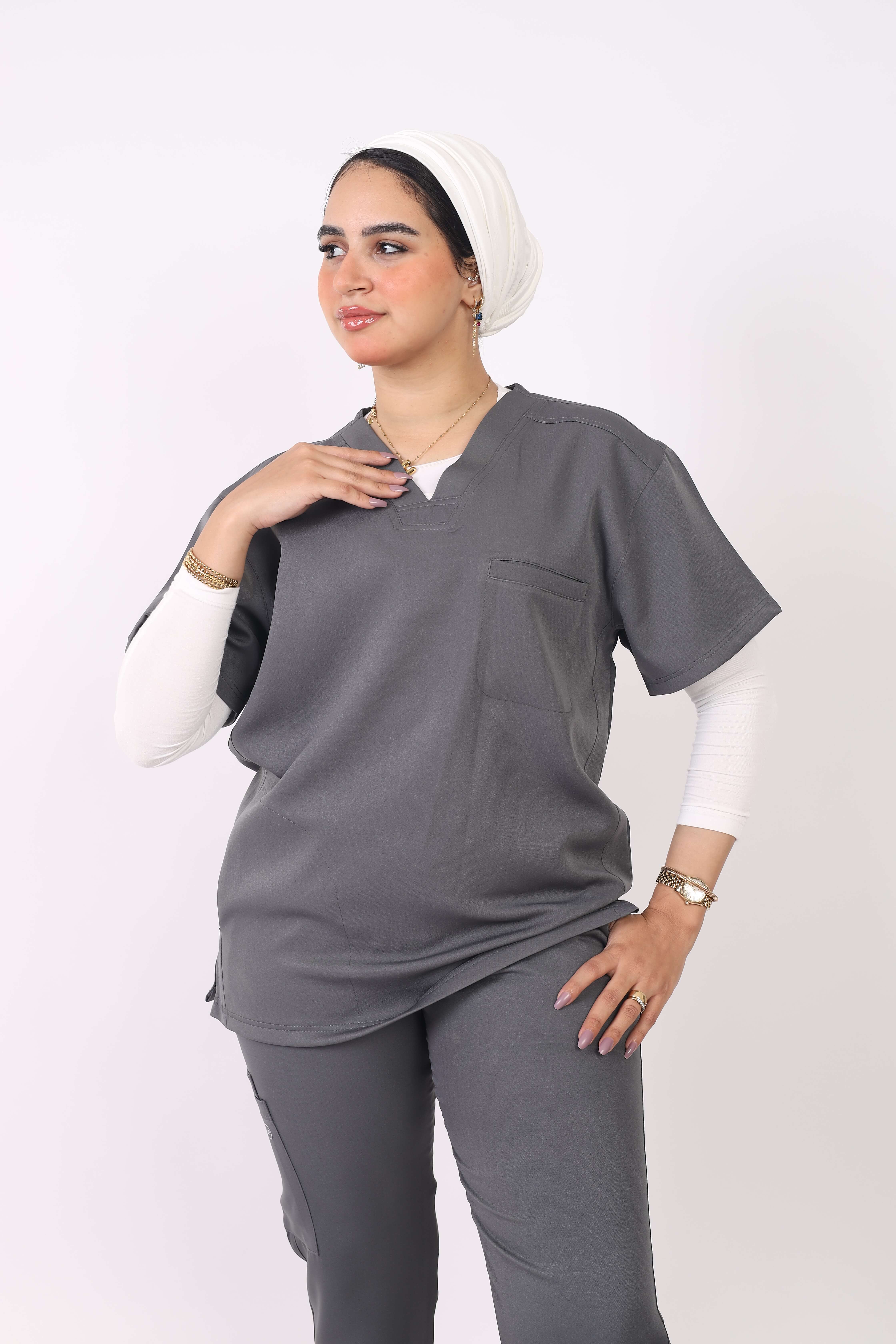Women’s Classic Fit Scrub Set – Charcoal Gray