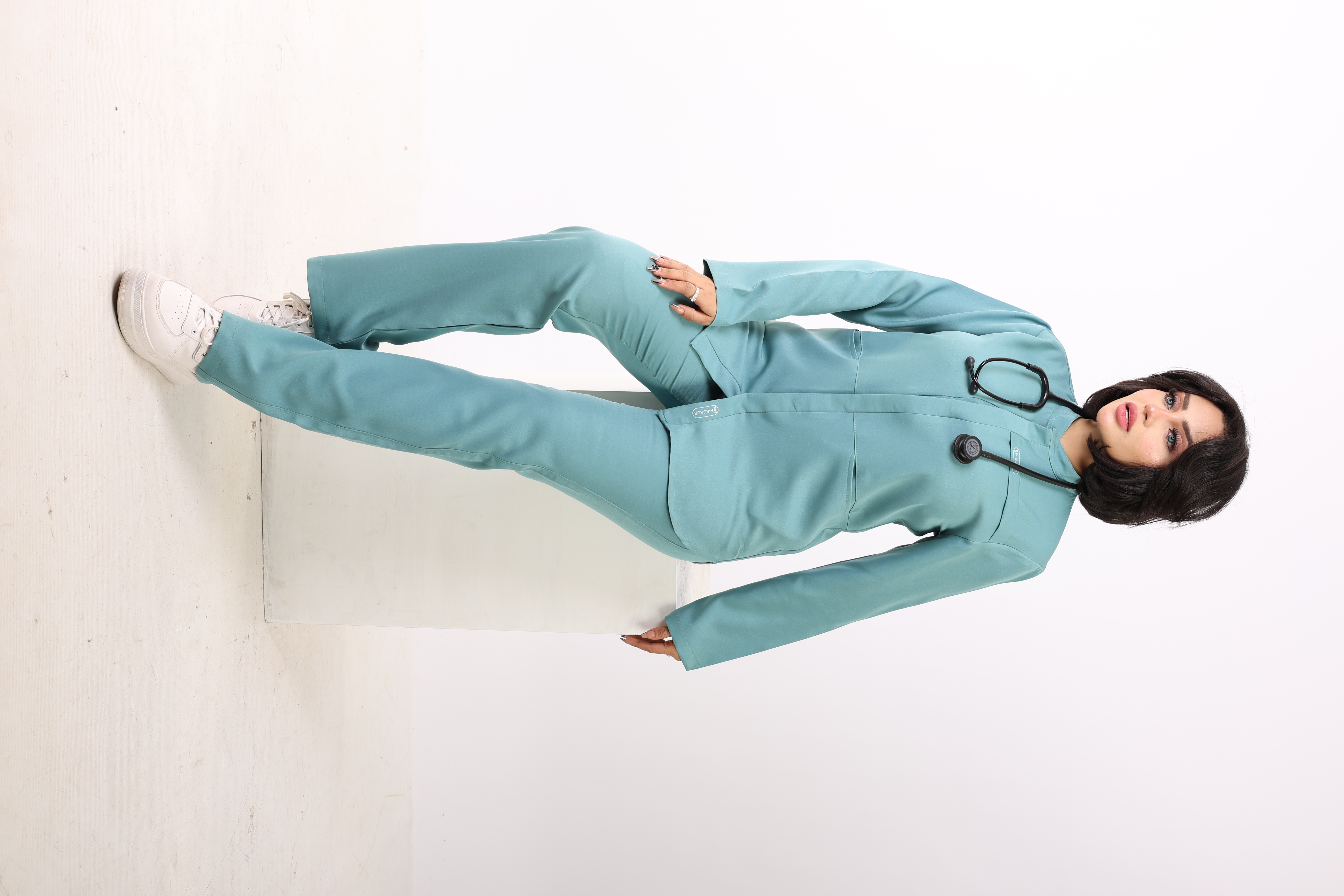 Teal Green Long Sleeve Medical Scrub Set