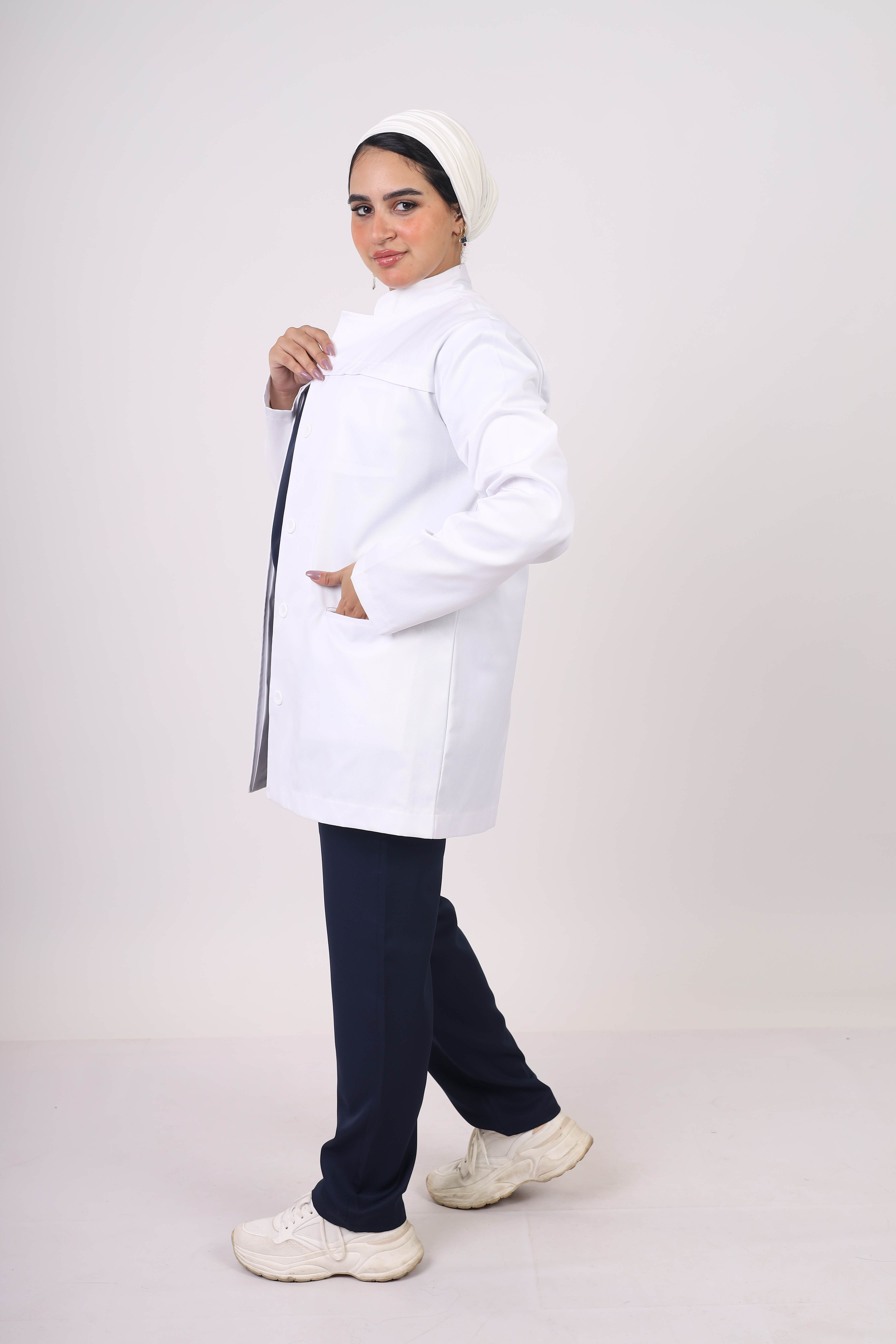 Half Collar White Lab Coat