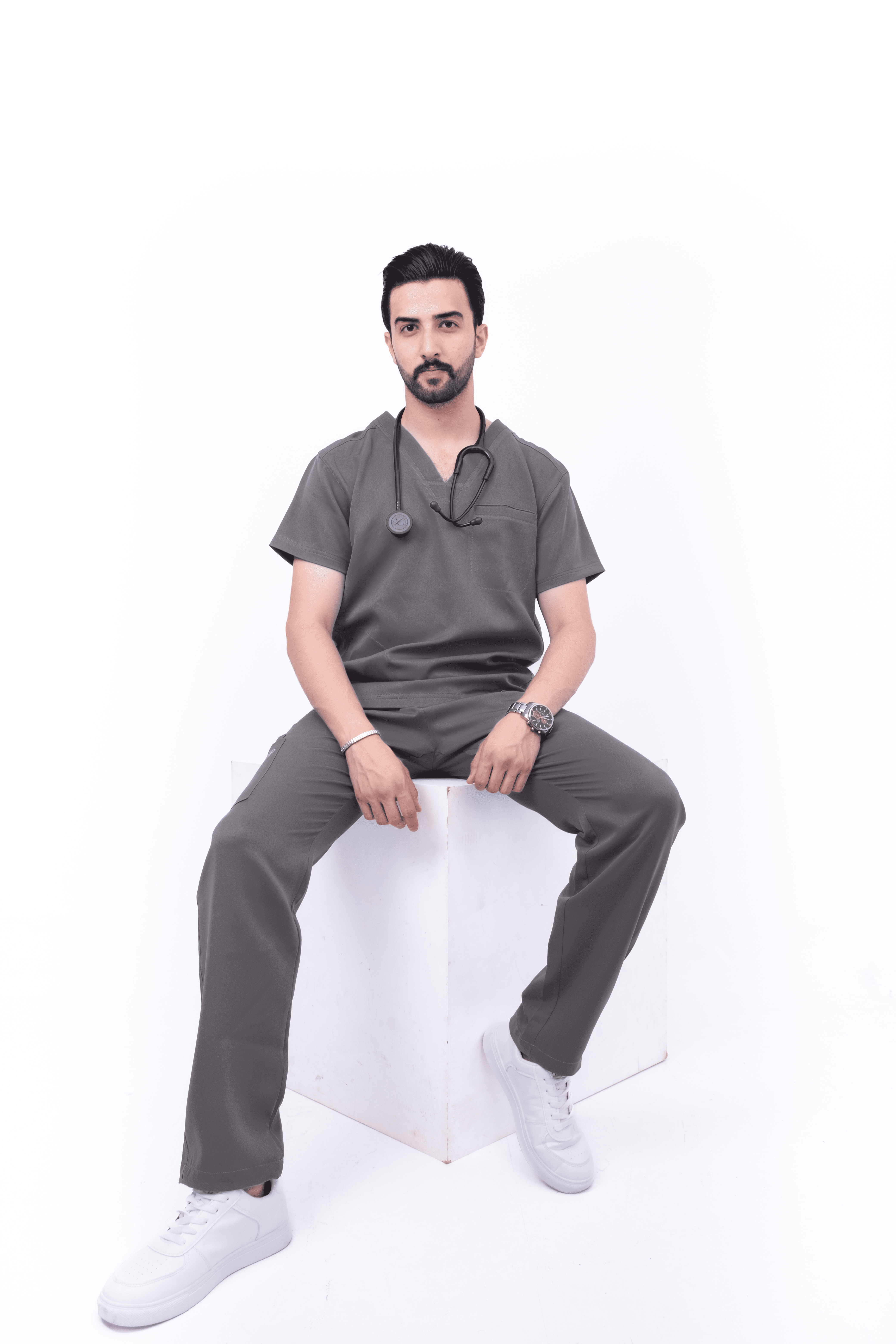 Men’s Charcoal Gray Medical Scrub Set