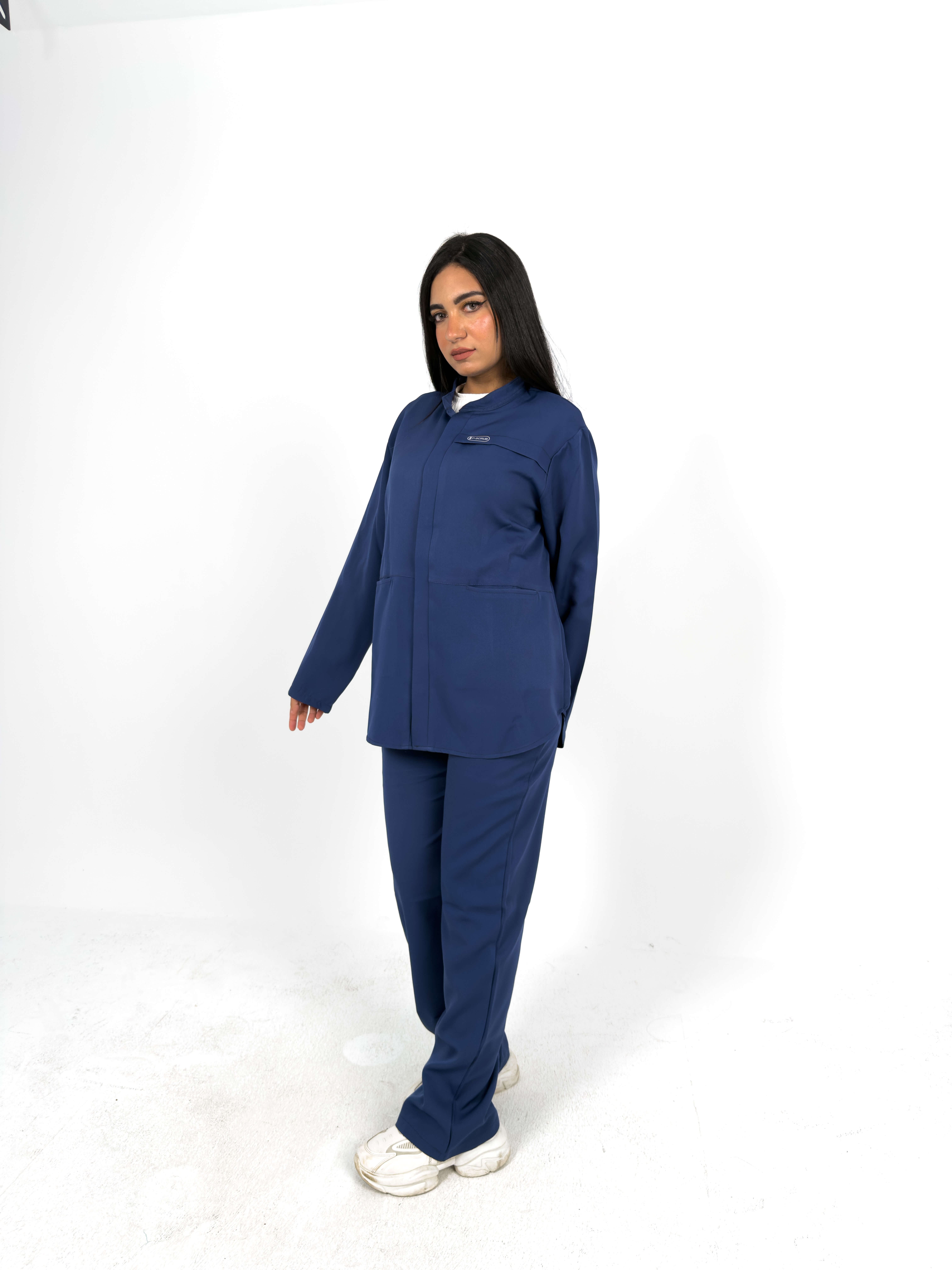 Dark Blue Long Sleeve Medical Scrub Set