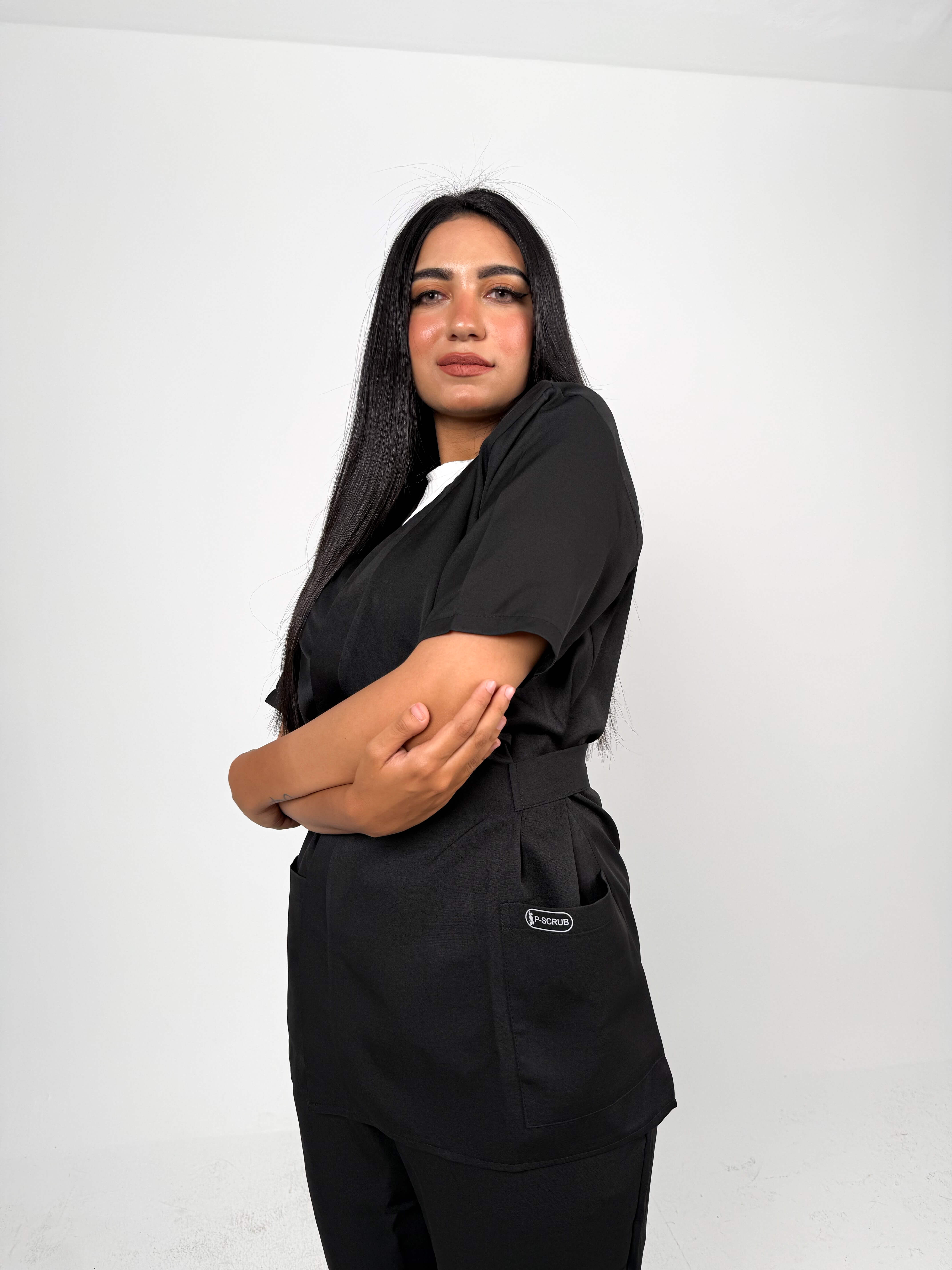 Women Short Sleeve Scrub - Black