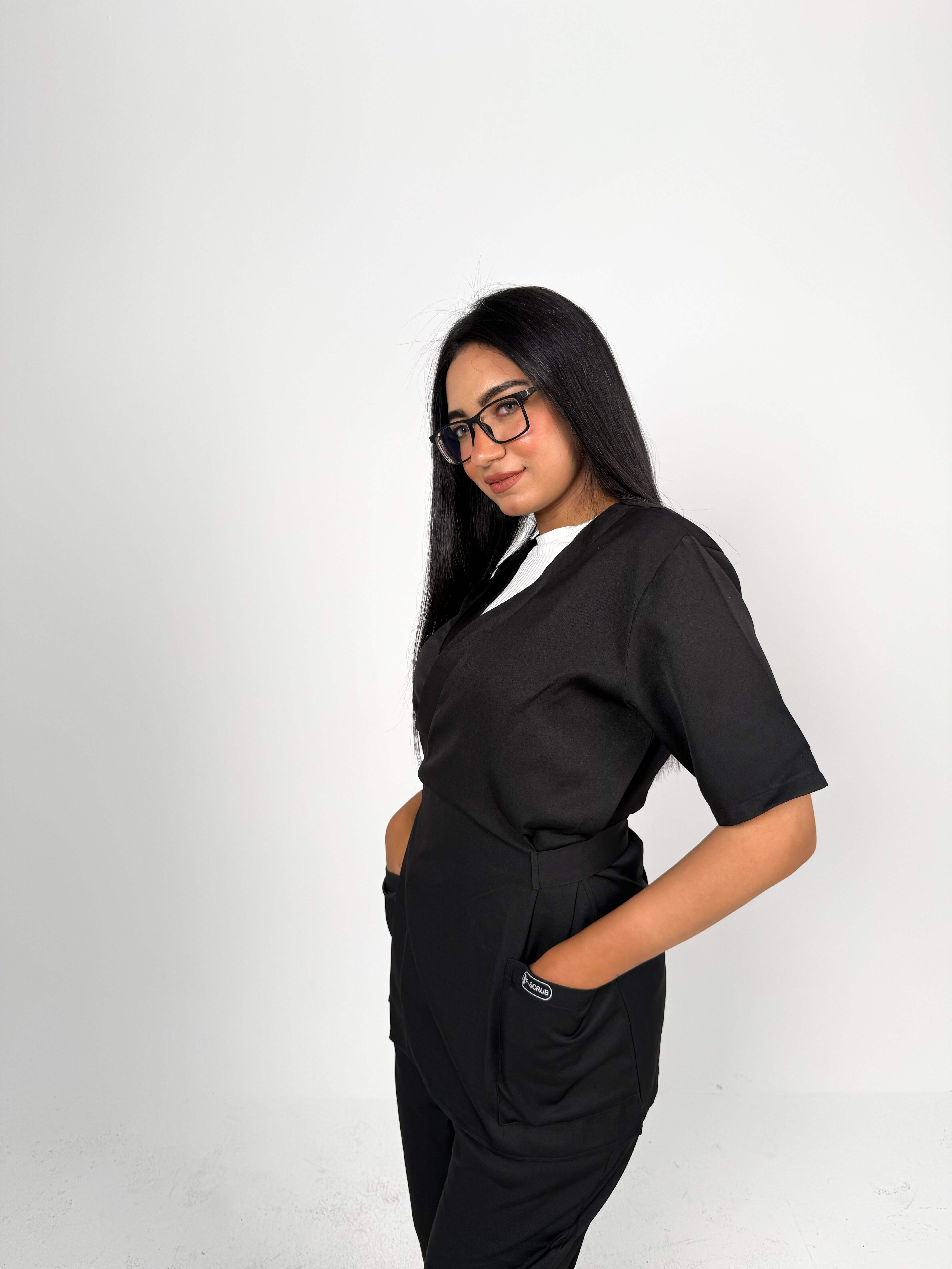 Women Short Sleeve Scrub - Black