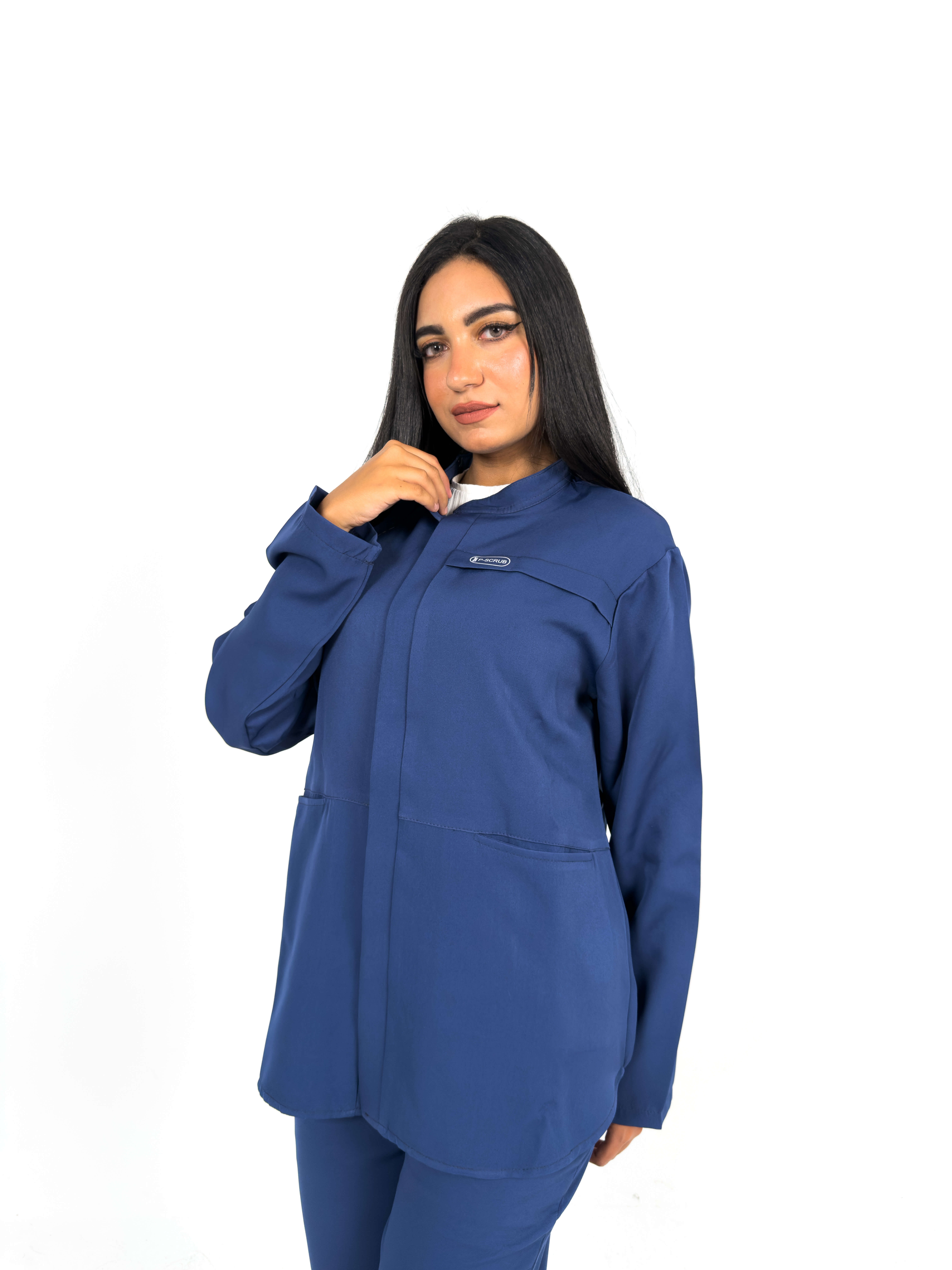 Dark Blue Long Sleeve Medical Scrub Set