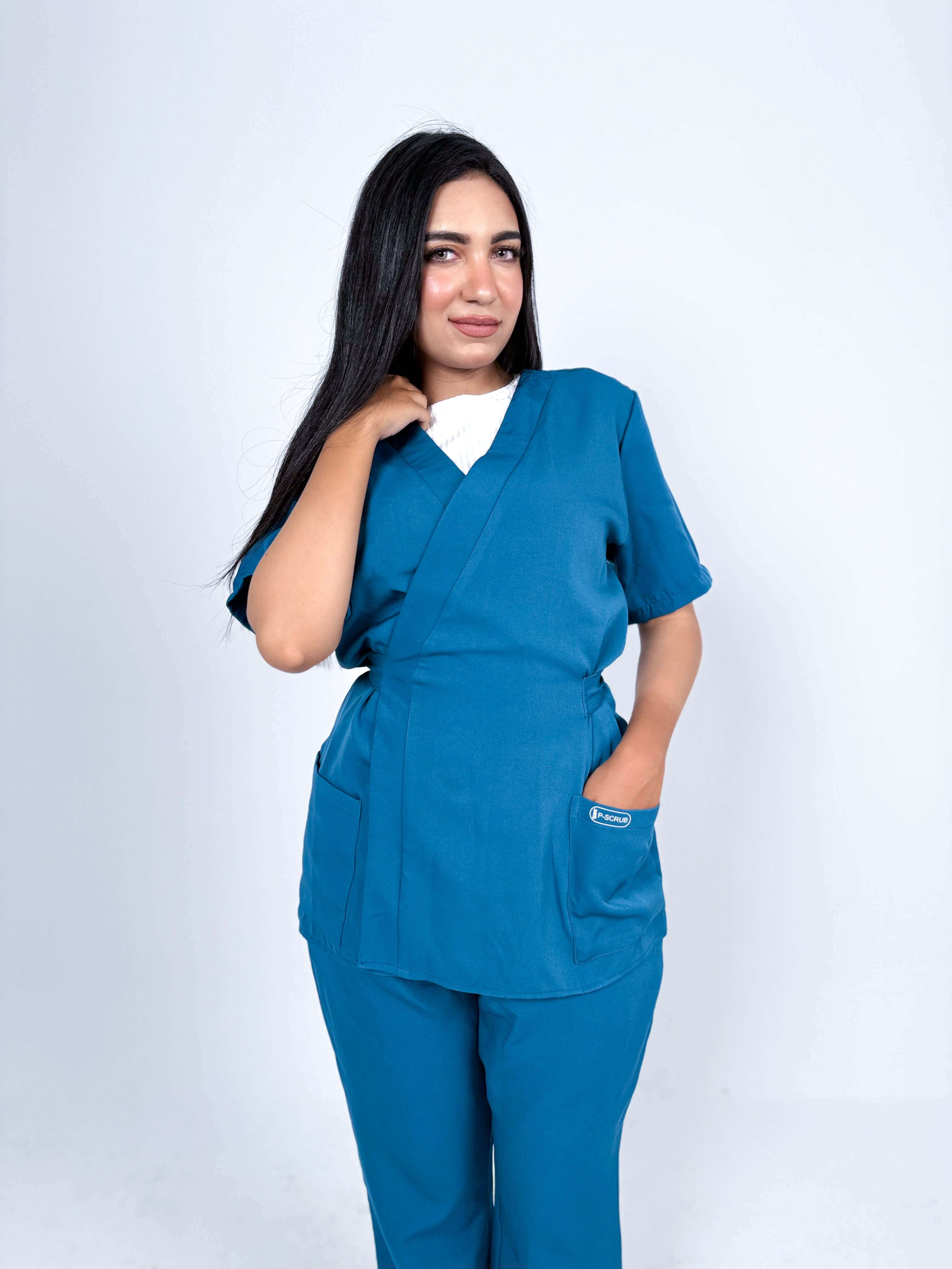 Women Short Sleeve Scrub - Soft Blue