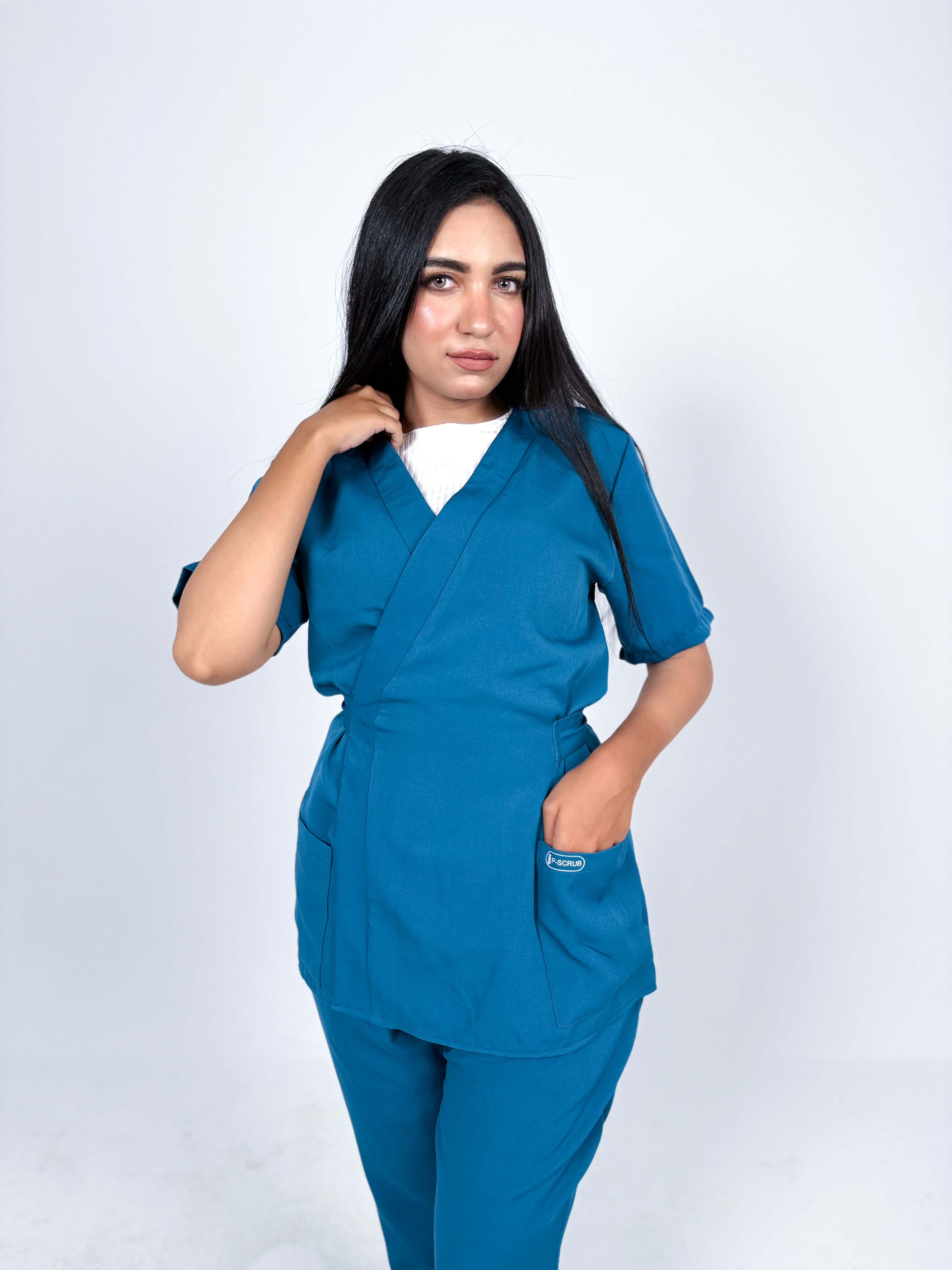 Women Short Sleeve Scrub - Soft Blue