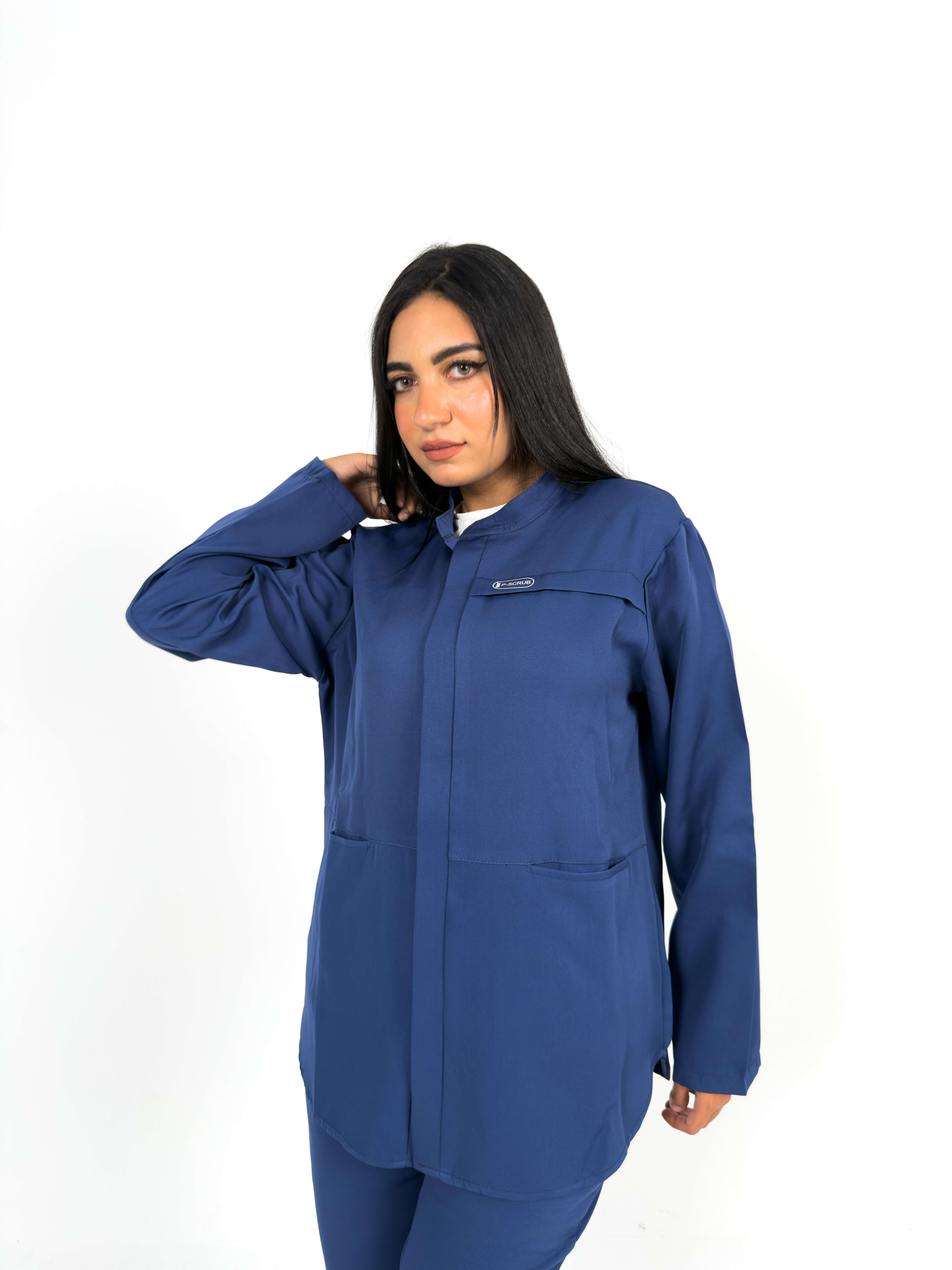 Dark Blue Long Sleeve Medical Scrub Set