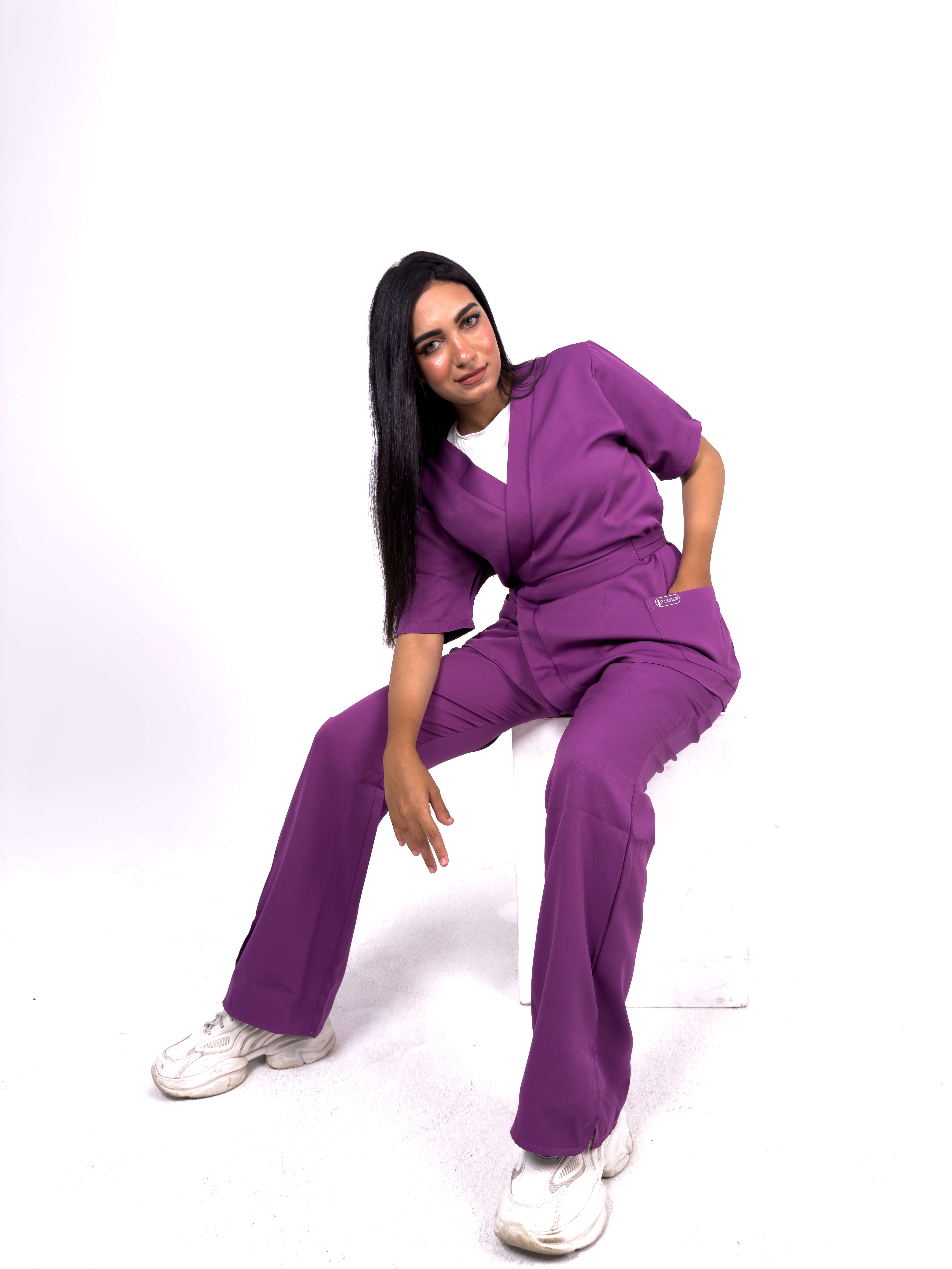 Women Short Sleeve Scrub - Purple