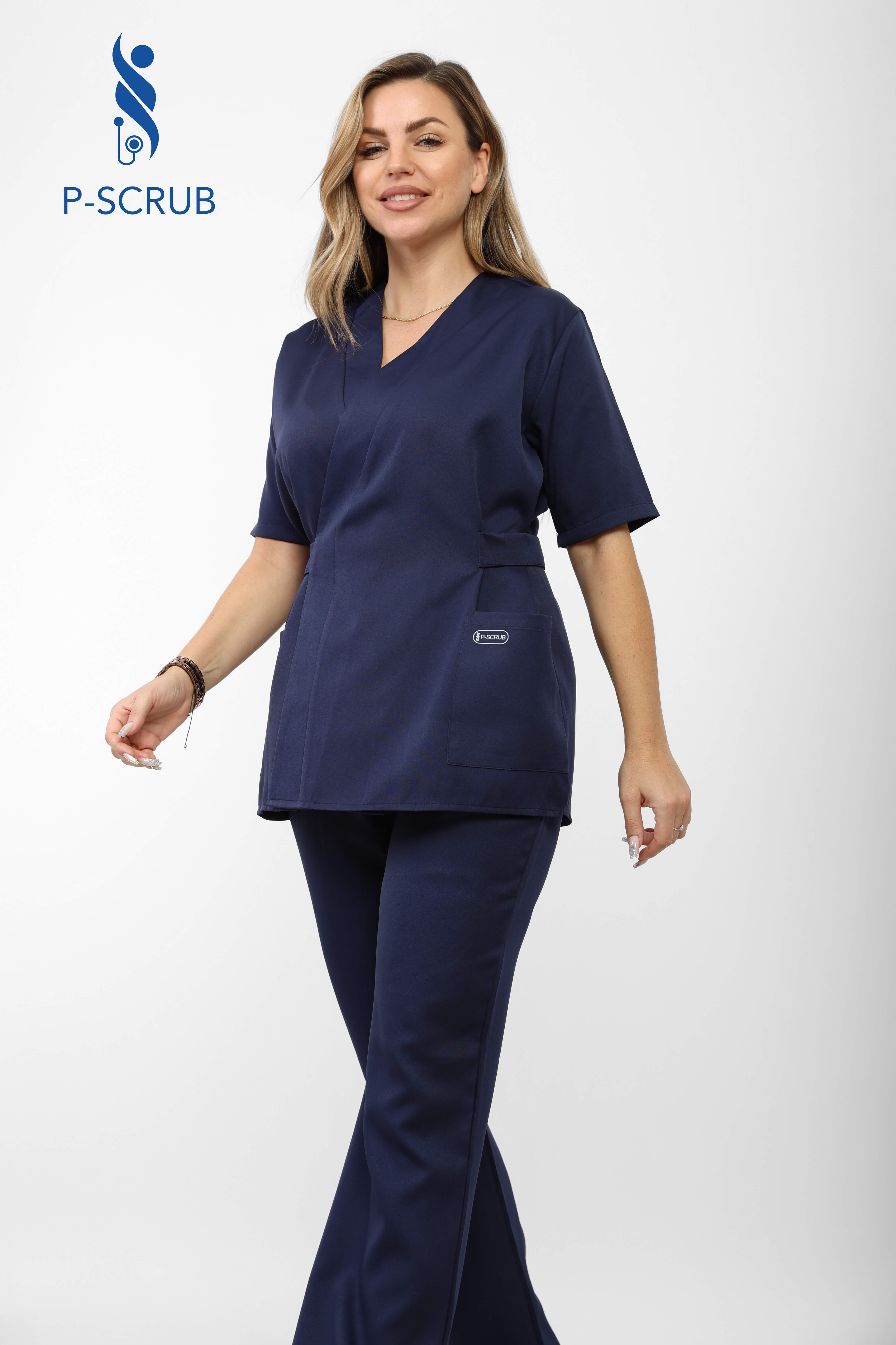 Women Short Sleeve Scrub - navy blue