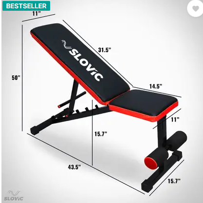 SLOVIC Fitness Bench for Home Gym | 7 Adjustable Positions | Full Body Workout Multipurpose Fitness Bench