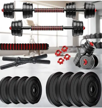 BELLATRIX X 20kg PVC 3kg x 4, 2kg x 4 Plates + Connector Rods Gym & Fitness Kit Fitness Accessory Kit Kit