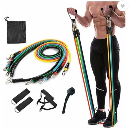 ATEVON Unbreakable Natural Latex Fitness Resistence Bands Set Full Body Exercise Ab Exerciser (Black)