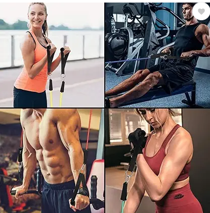 ATEVON Unbreakable Natural Latex Fitness Resistence Bands Set Full Body Exercise Ab Exerciser (Black)