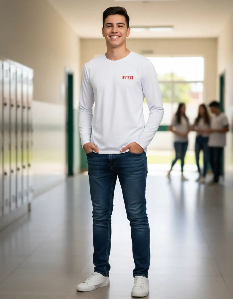 Camiseta Branca manga longa SESI