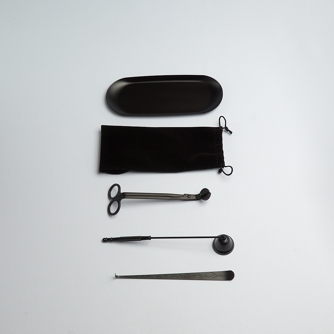 Kit Entretien Bougies Elégance Noir 4 pièces + étuis