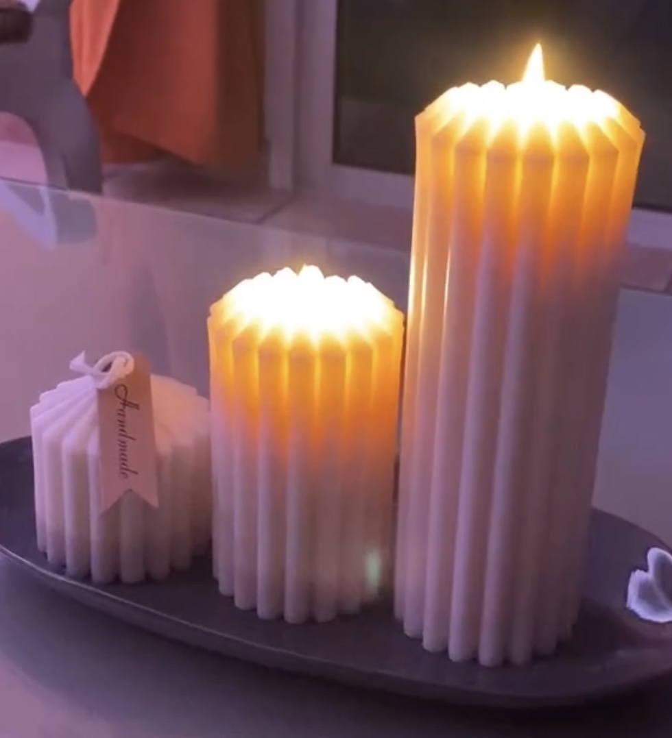 Trio de bougies cannelées 