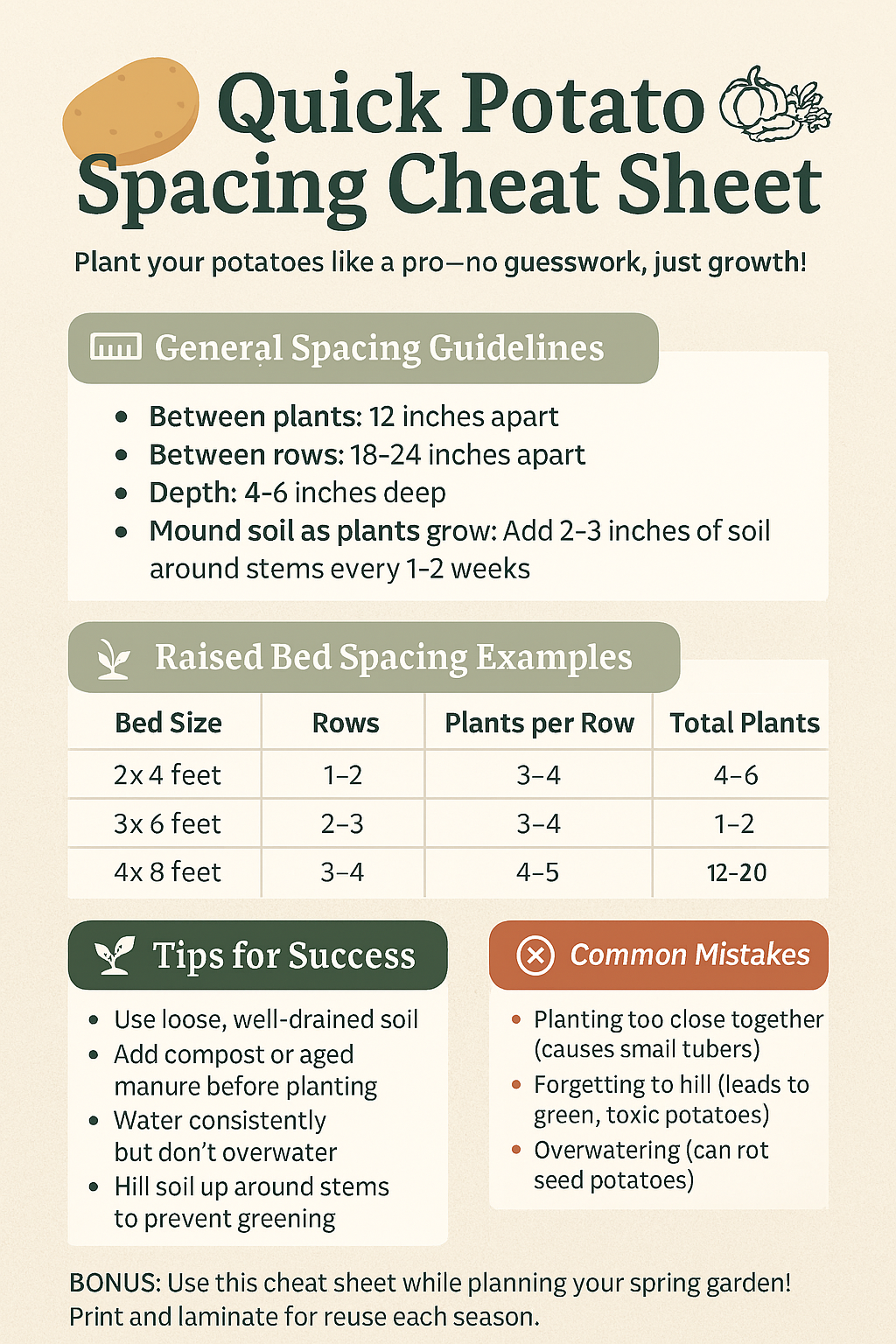 🥔 Quick Potato Spacing Cheat Sheet (FREE Download!)