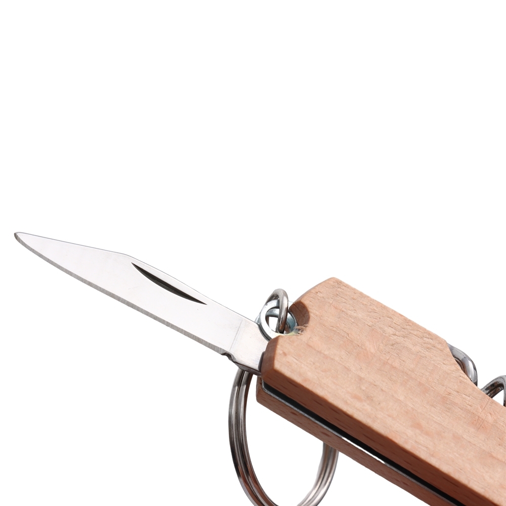 Chaveiro Madeira com Abridor Multifunções