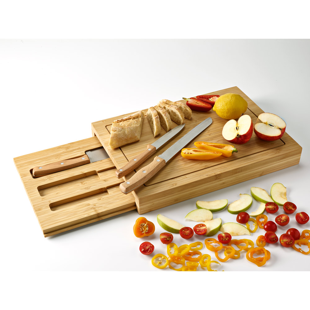 Tábua Bambu com Facas
