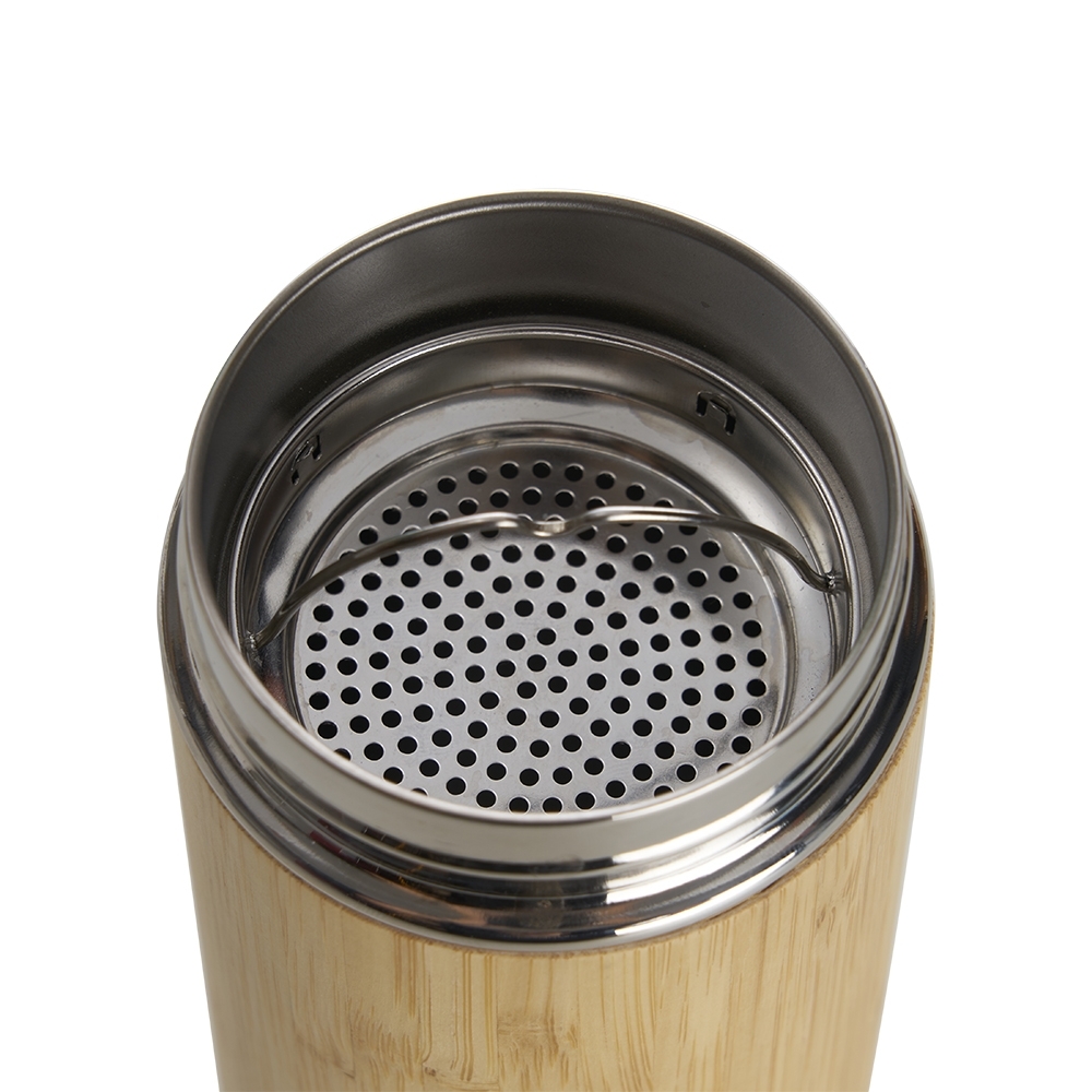 Garrafa Térmica em Bambu 500 mL com Infusor Personalizada