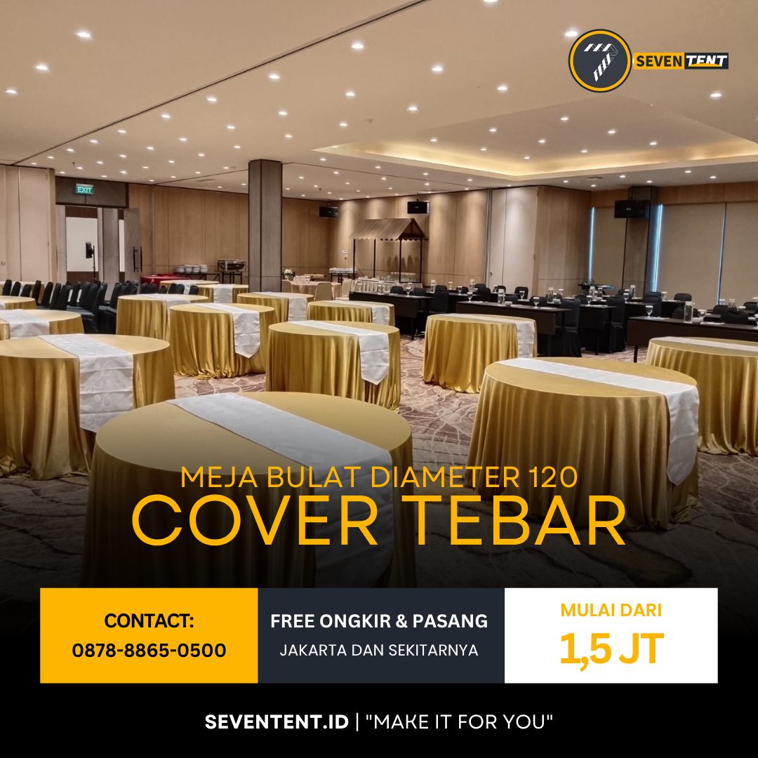Meja Bulat/Round Table Diameter 120cm Cover Tebar