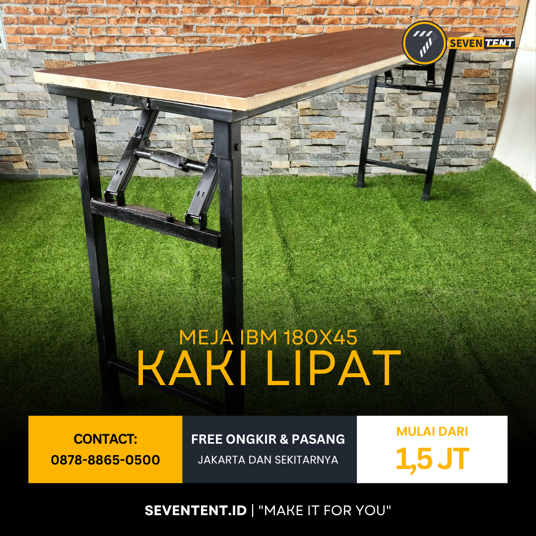 Meja IBM 180x45 Kaki Lipat