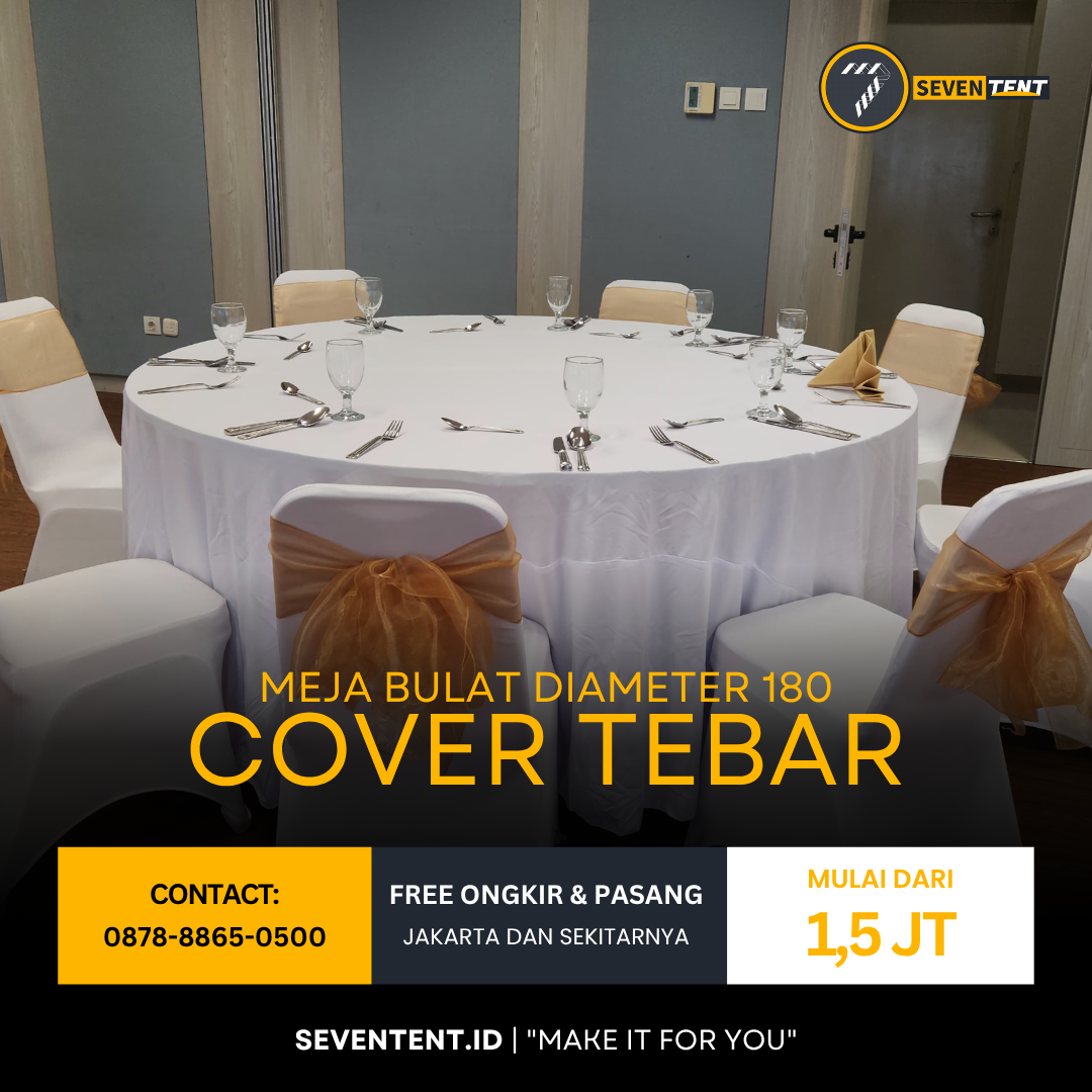 Meja Bulat/Round Table Diameter 180cm Cover Tebar