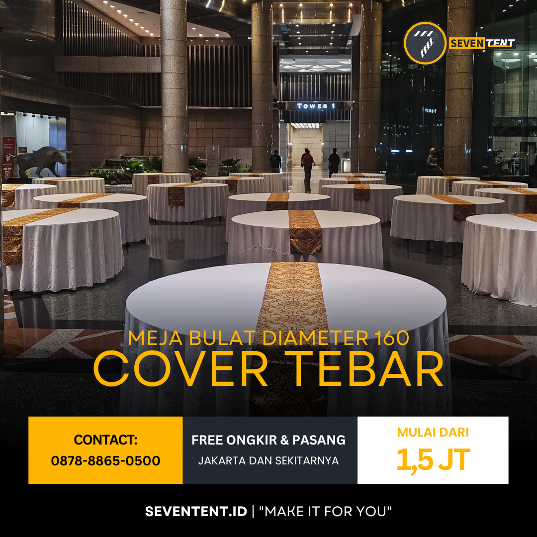 Meja Bulat/Round Table Diameter 160cm Cover Tebar