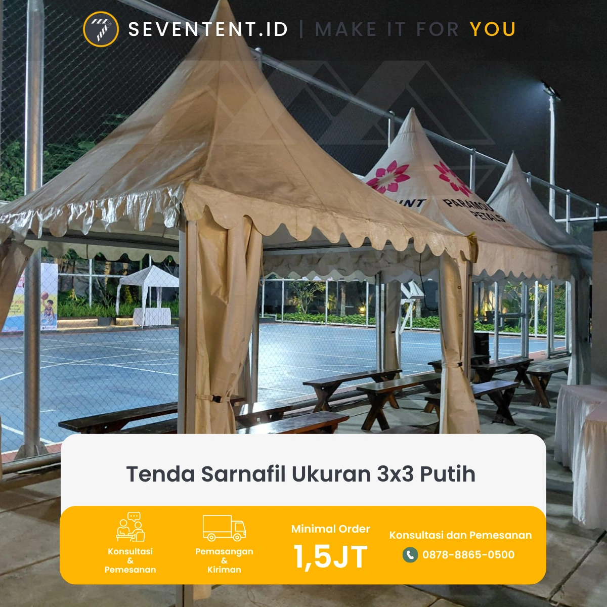 Tenda Sarnafil Ukuran 3x3 Putih  