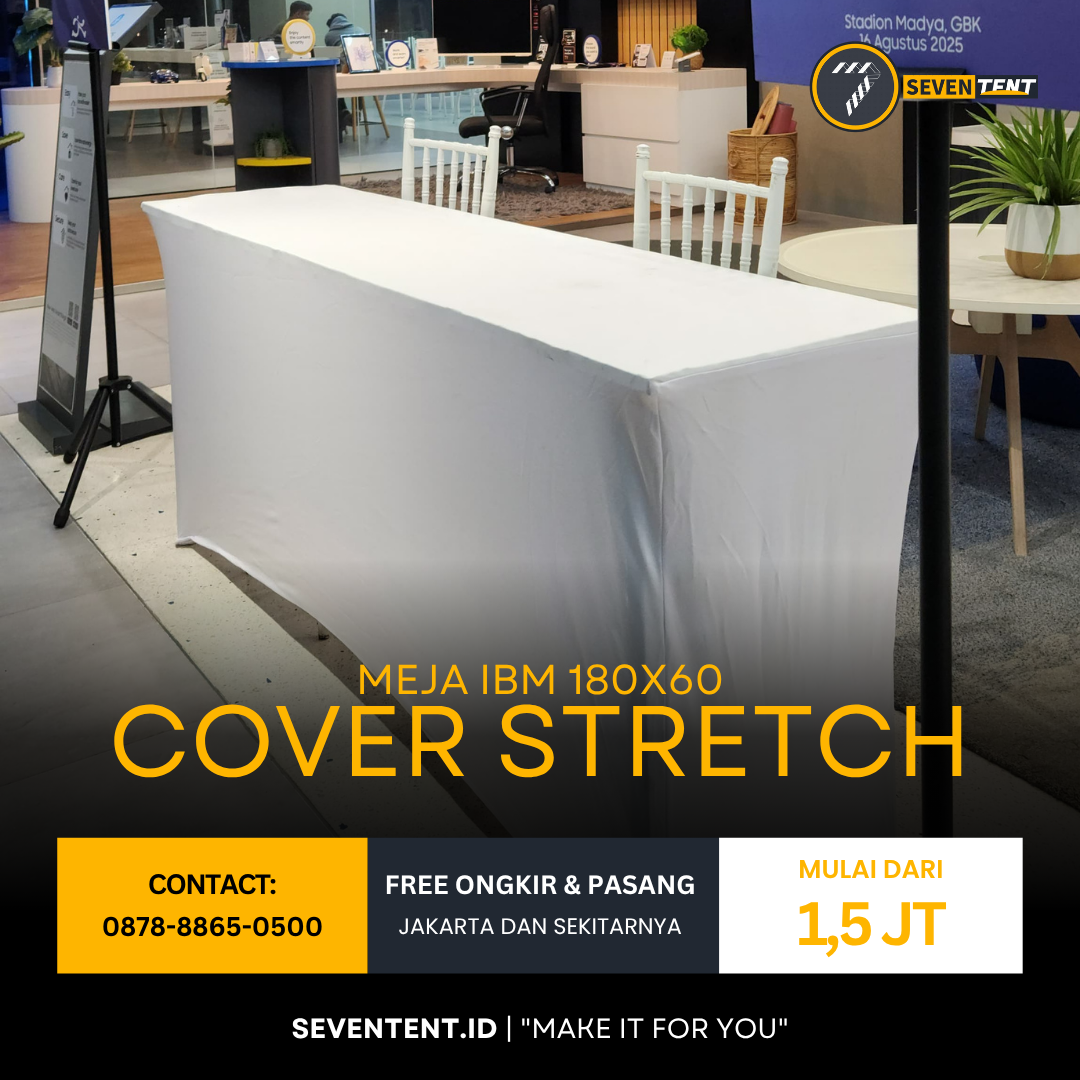 Meja IBM 180x60 Cover Stretch