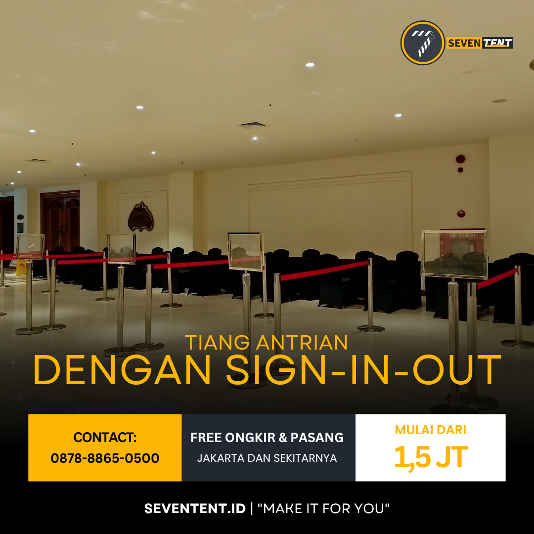 Tiang Antrian dengan Sign Holder
