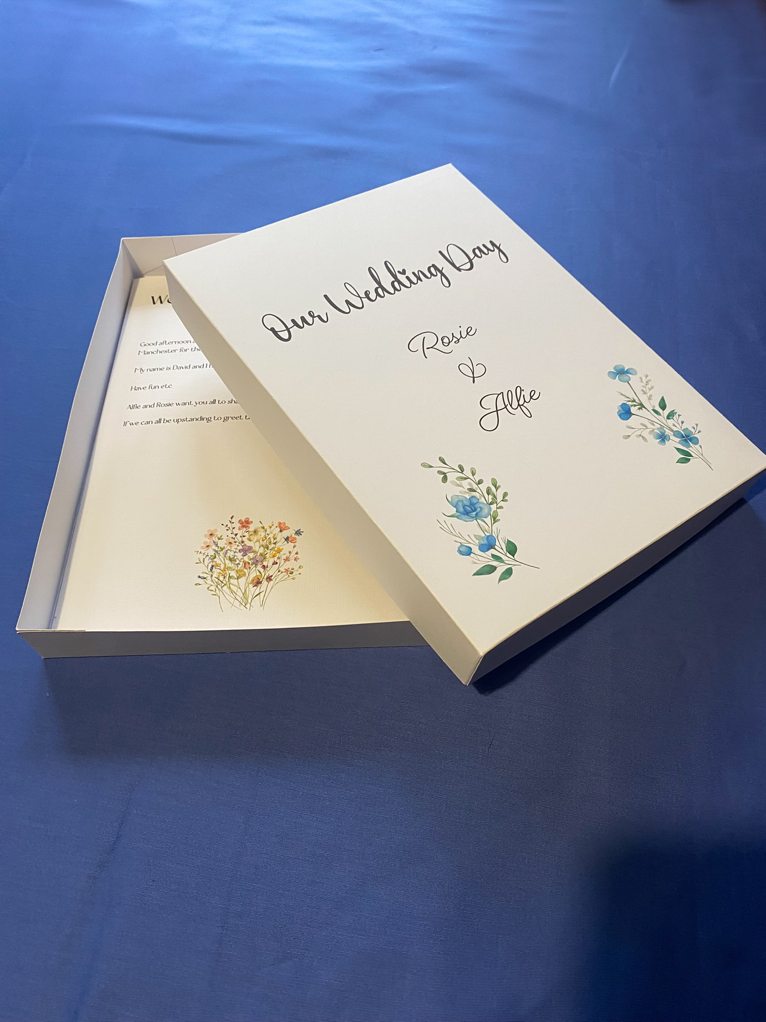Personalised A4 Wedding Certificate & Script Keepsake Box