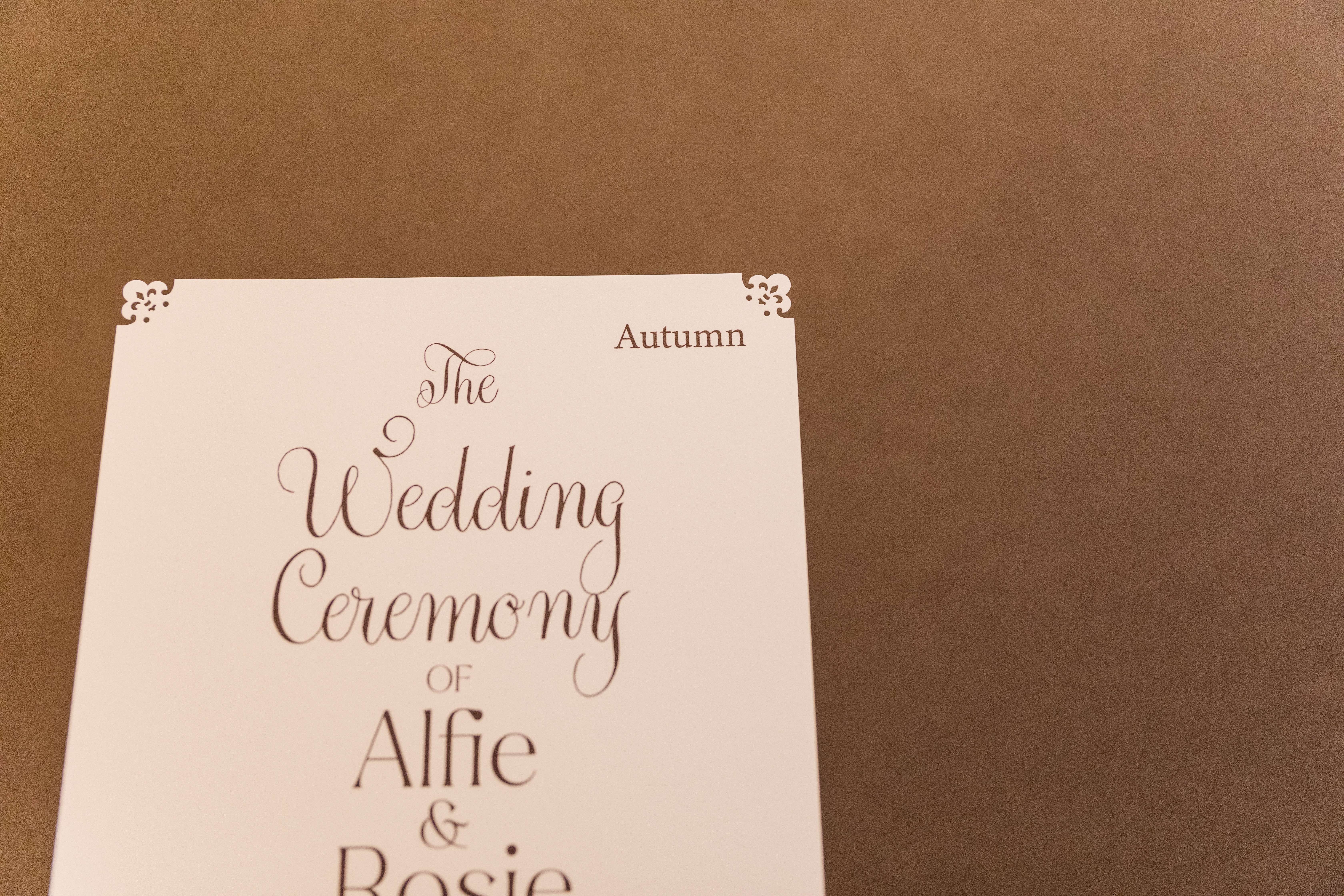 Bespoke Wedding Ceremony Script with Presentation Keepsake