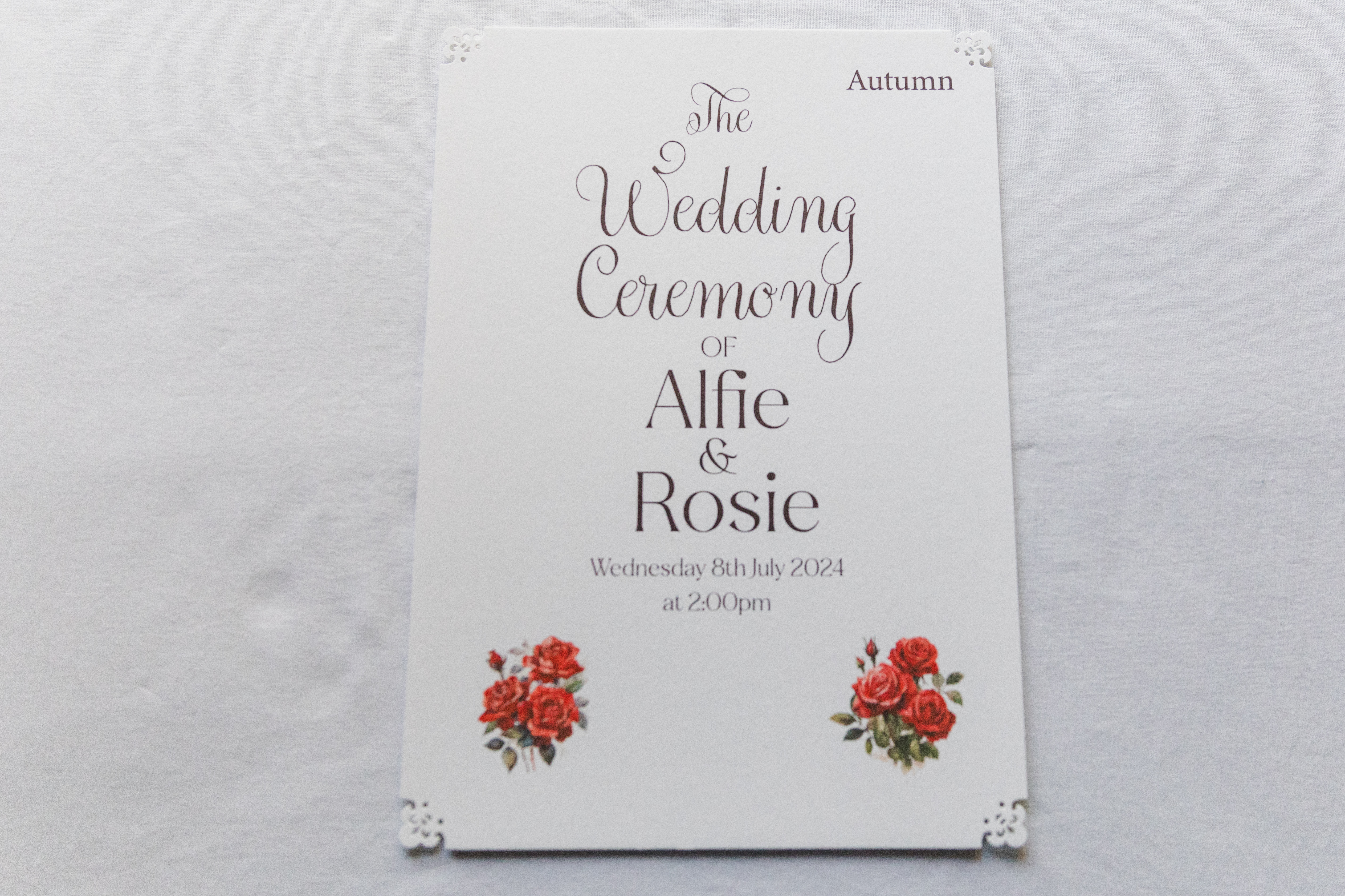 Bespoke Wedding Ceremony Script with Presentation Keepsake