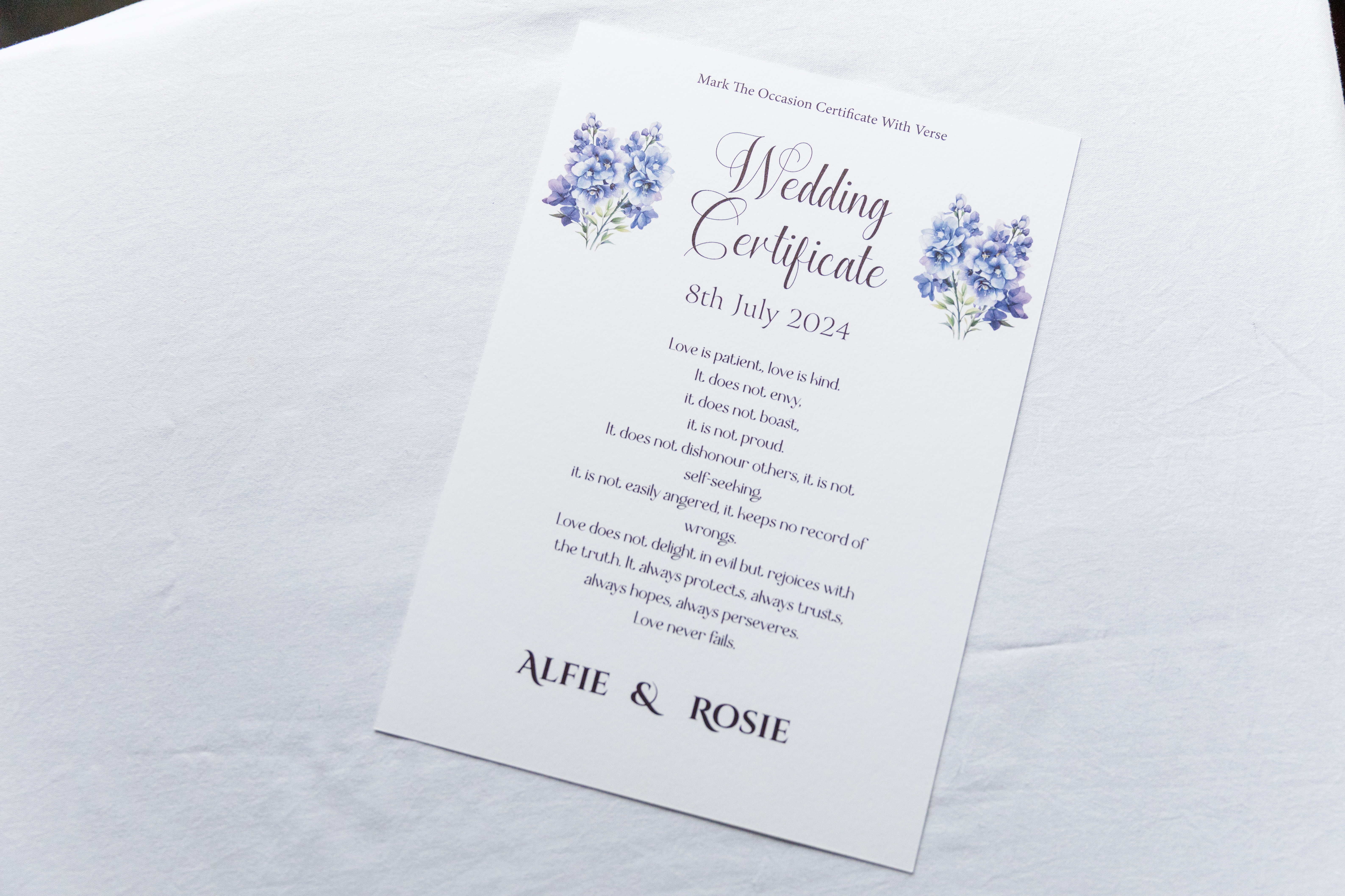 Decorative Marriage Certificate | Personalised Wedding Vow Keepsake